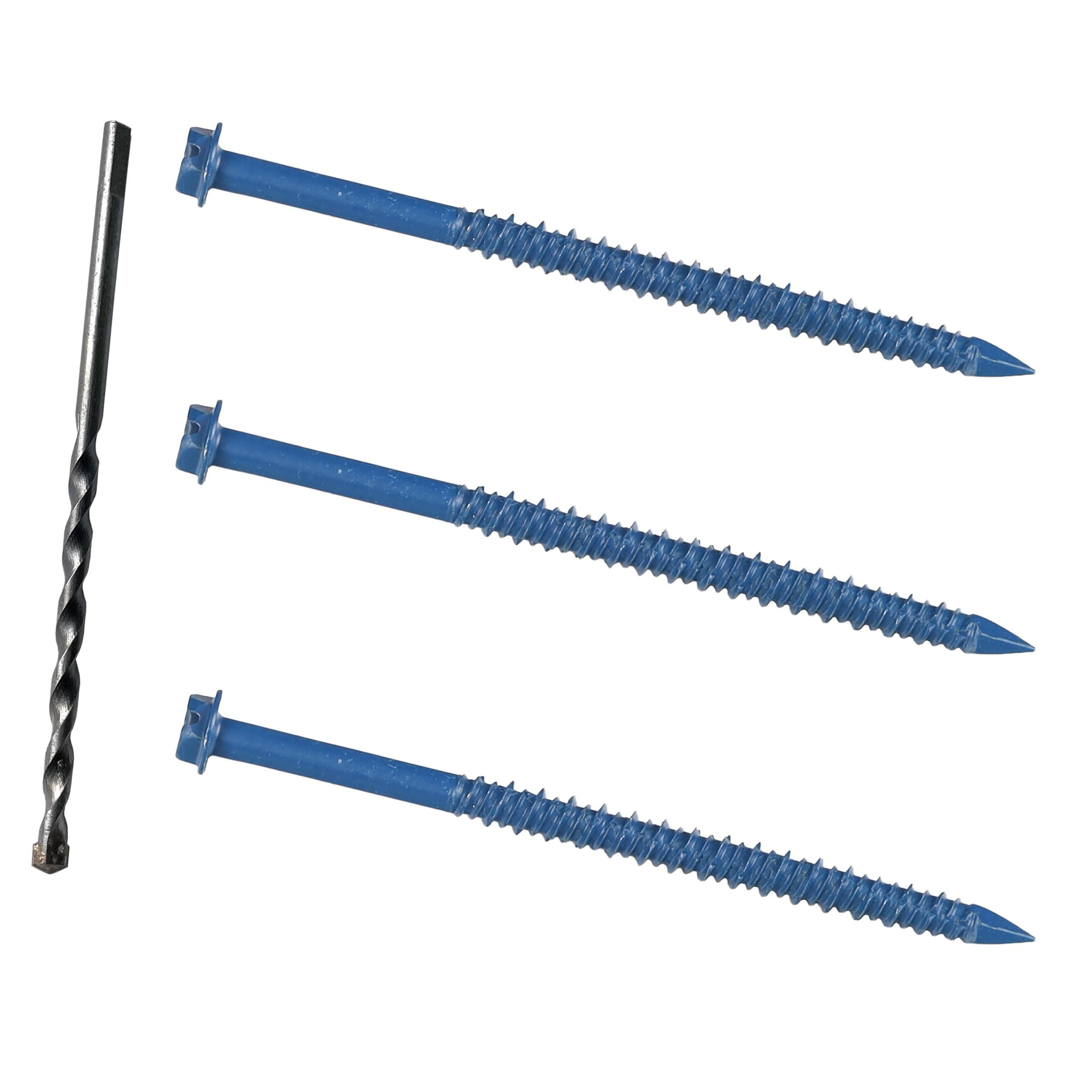 3/16 x 3-1/4" Hex Head Concrete Screw Anchor, for Anchoring to Masonry, Block or Brick (100Pcs)