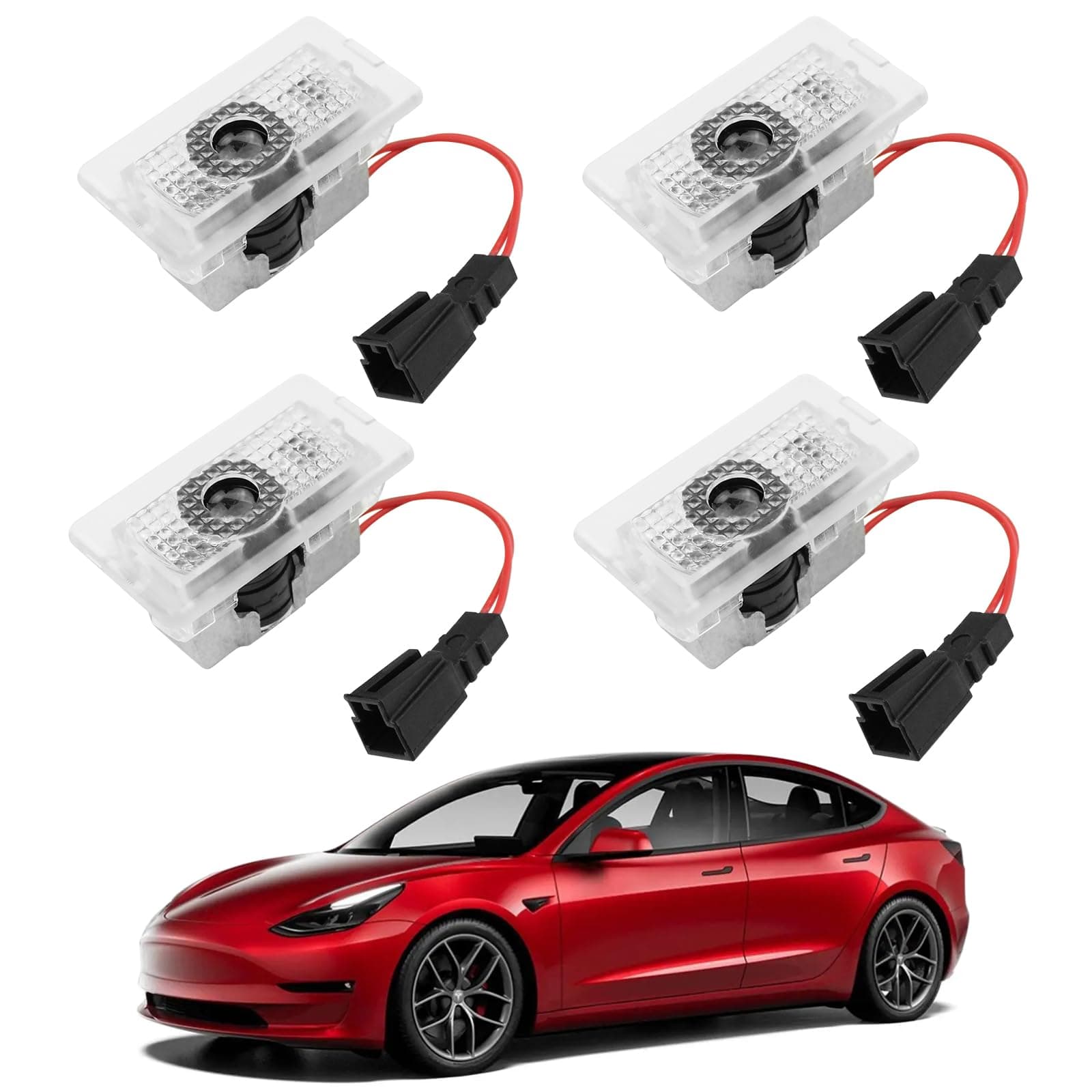 Door Logo Projector - Welcome Light for Tesla Model 3, Y, S, X - 4 Pack