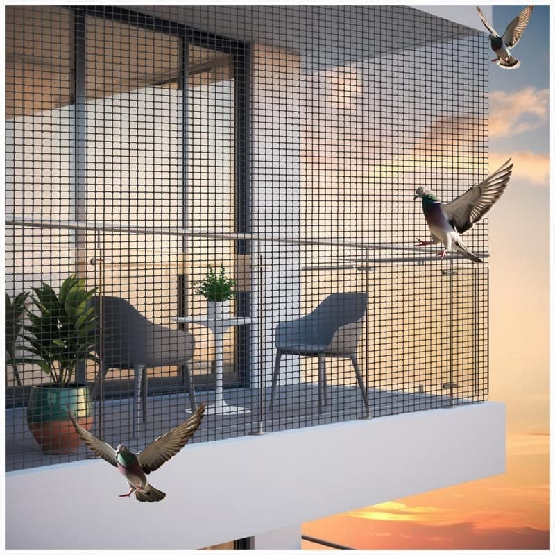 Bird Control Black Nylon Knotted Anti-Bird Net UV Stabilized Multi Filament with Tying Ropes Attached, Cable Ties & Cup Hooks for Easy Installation - Black - 6ft x 30ft