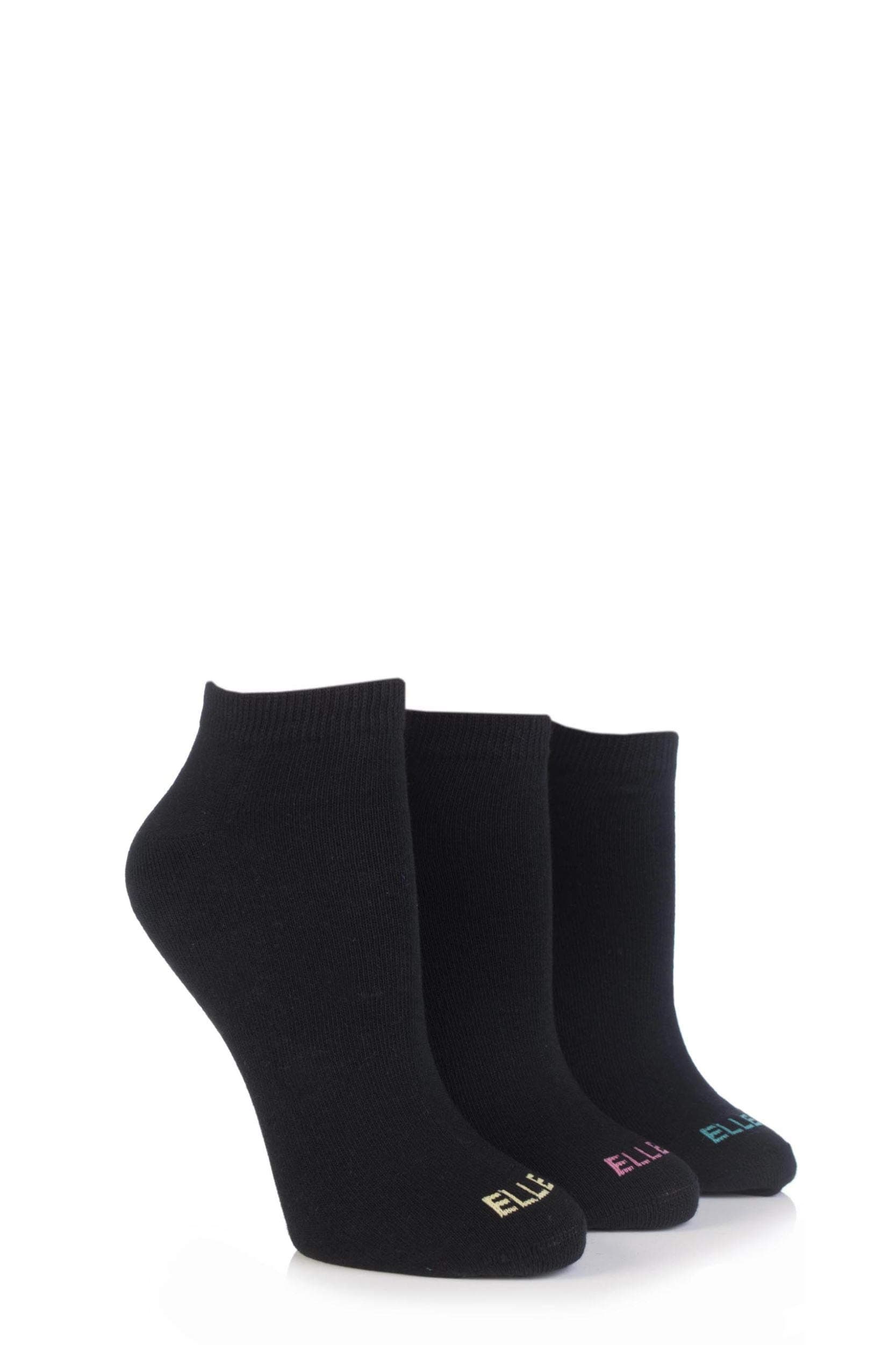 ElleLadies Plain, Stripe and Patterned Cotton No-Show Socks Pack of 3