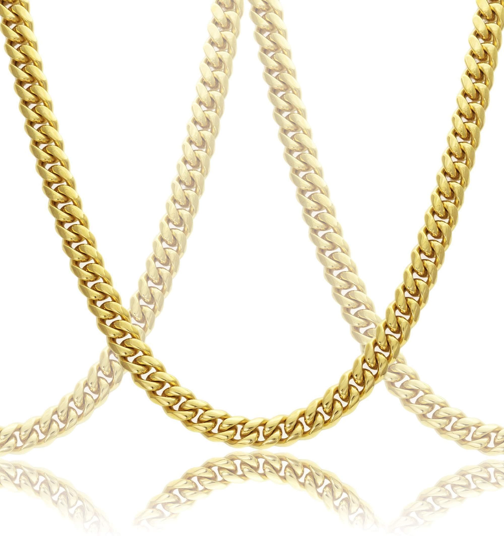 Gold Cuban Link Chain Necklace for Men Real Solid 18k Plated + Velvet Gift Box