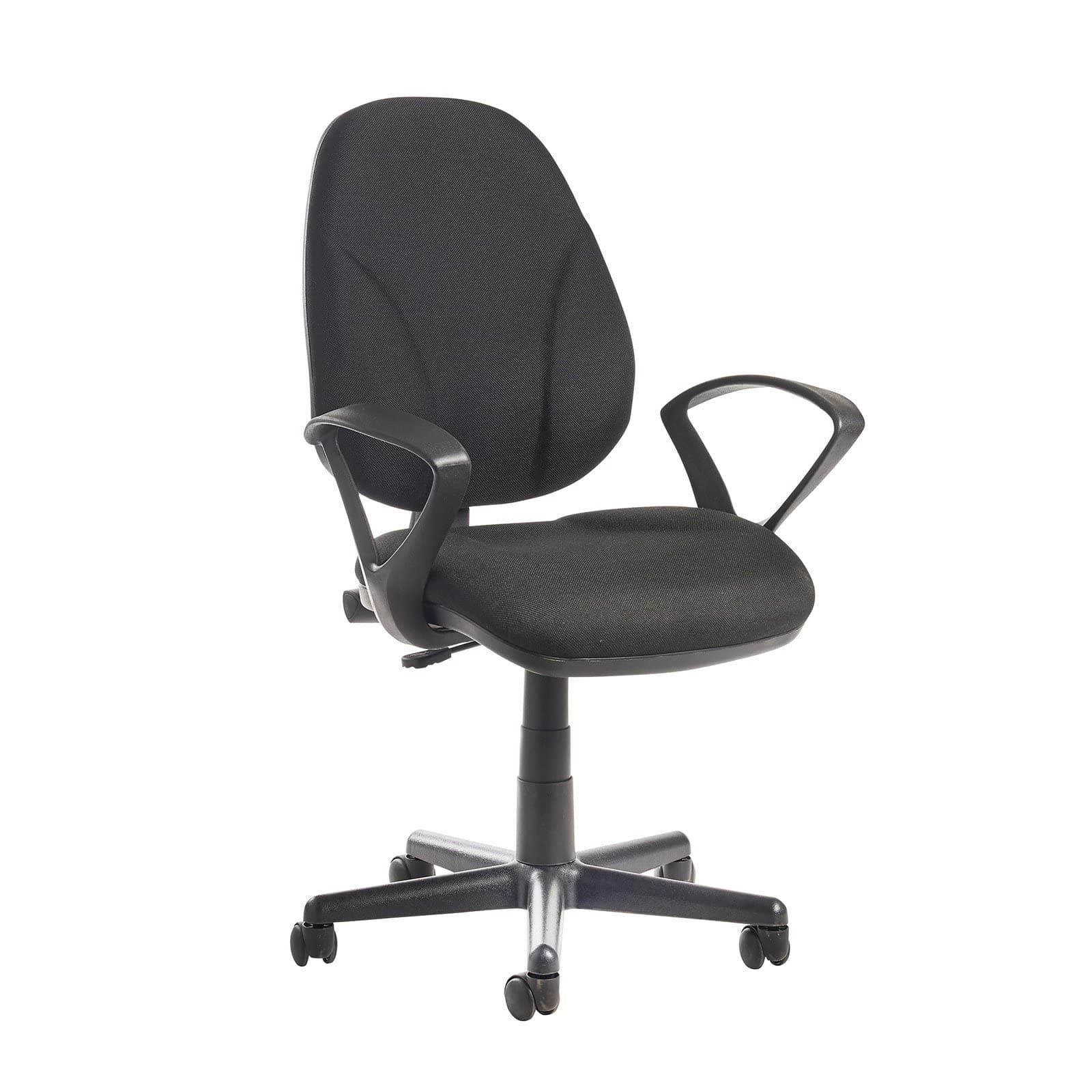 DAMS High Back Operators Chair with Lumbar and Fixed Arms-Black, Fabric, 60.5x48x100 cm