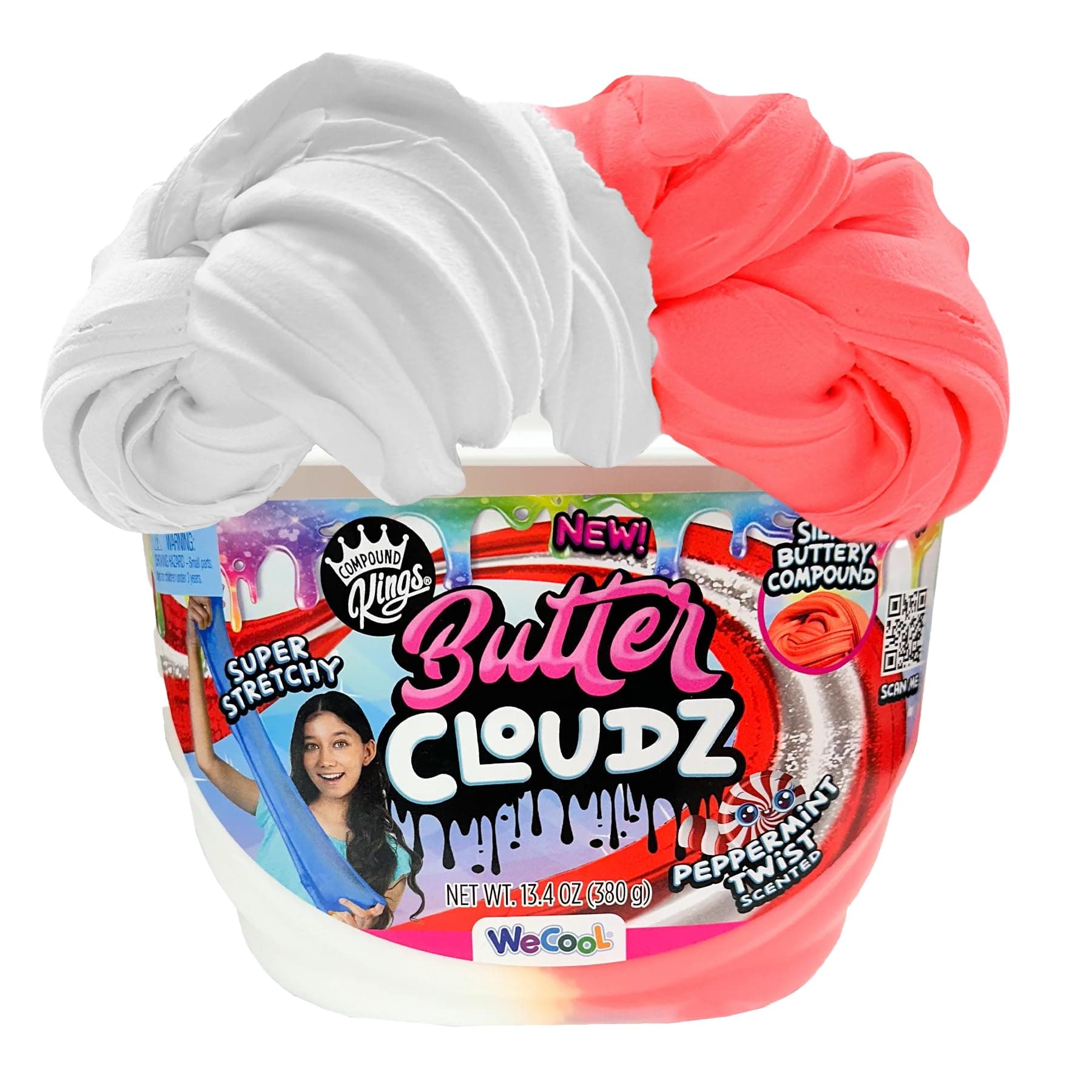 COMPOUND KINGS - Fluffy Cloudz Slime Jar (Peppermint Candy Cane)