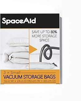 Vacuum Storage Bags, Space Saver Sealer Compression Bags for Comforters, Blankets, Pillows, Bedding, Clothes (Small 3 Pack)