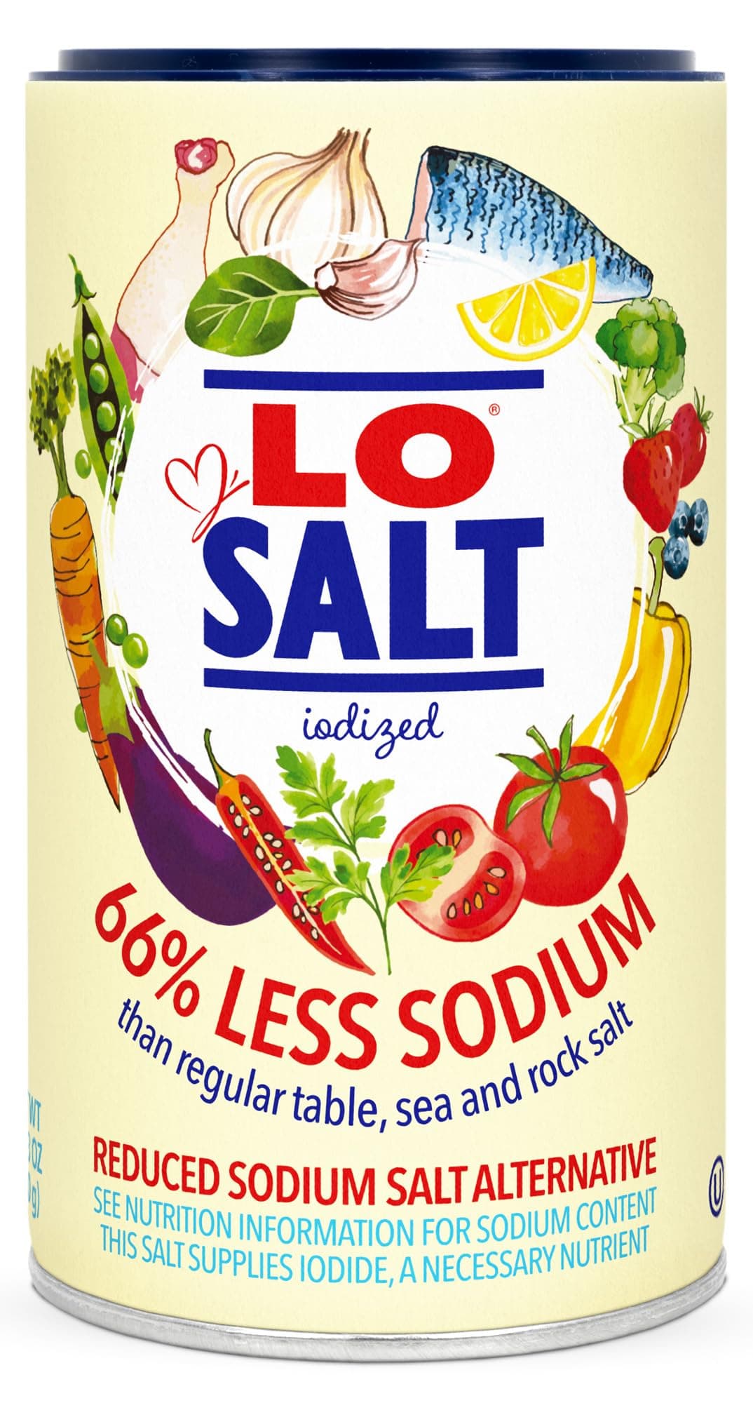 Salt Iodized Reduced Sodium, 12.3 Ounce