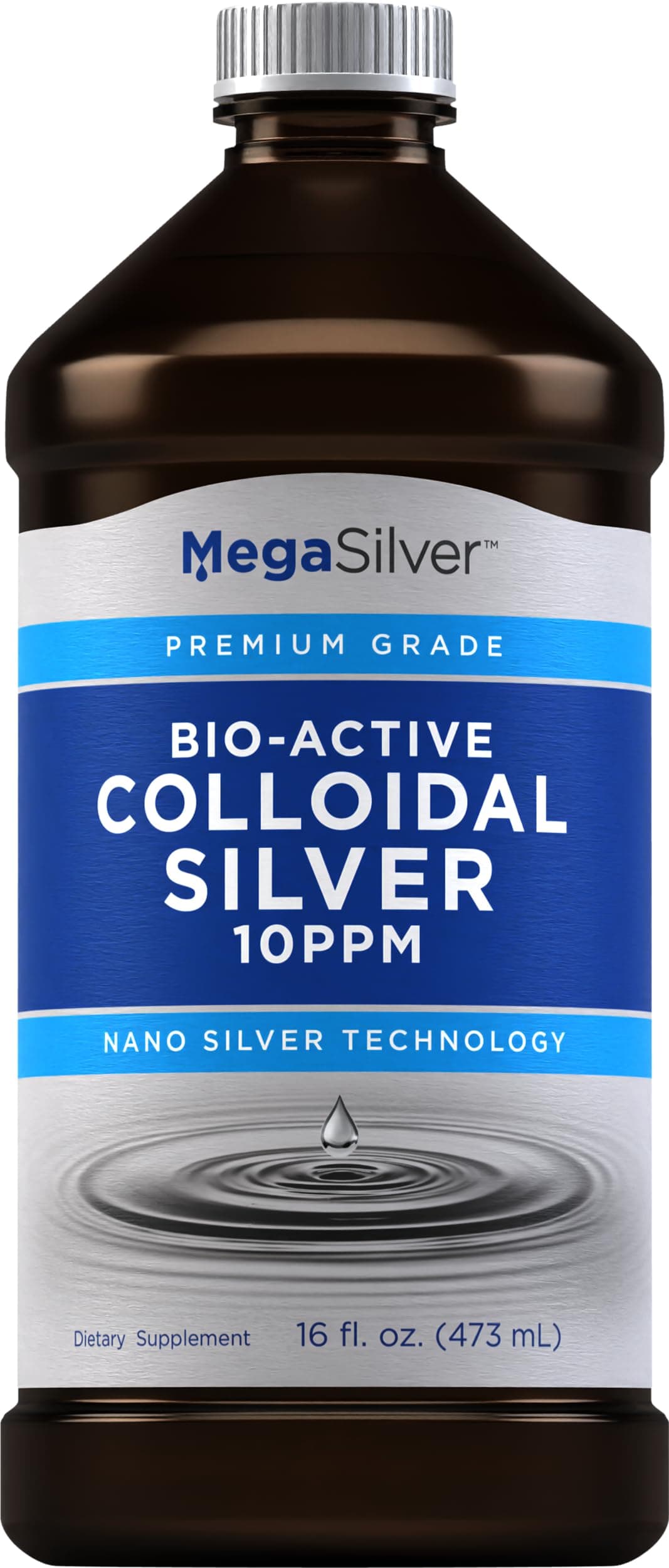 Piping Rock Colloidal Silver Liquid Drops | 16 Fl Oz | 10 PPM | Bio-Active Premium Grade Tincture | Non-GMO, Gluten Free Supplement