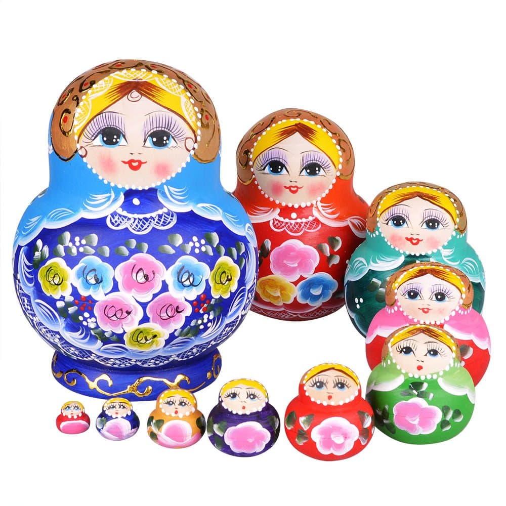 YAKELUS 10pcs Russian Nesting Dolls Matryoshka handmade1084