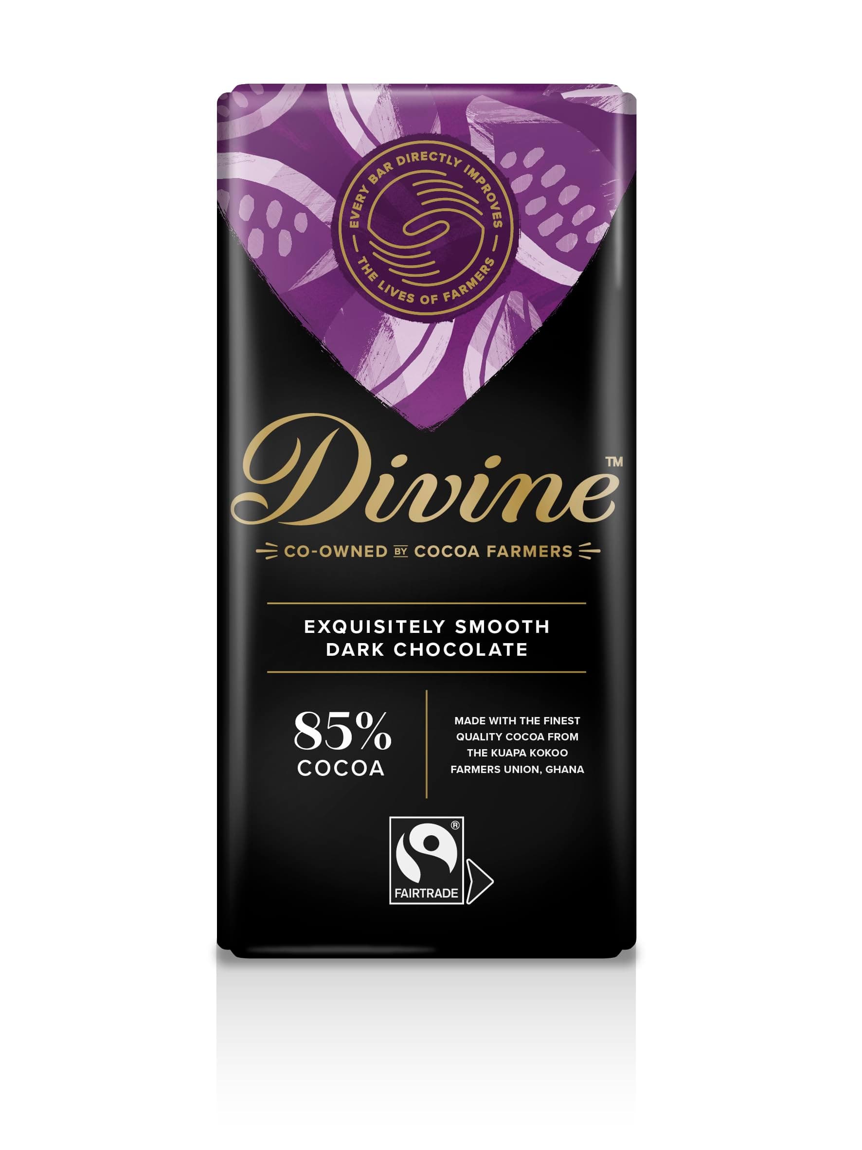 Divine 85% Cocoa Dark Chocolate, 90 g bar
