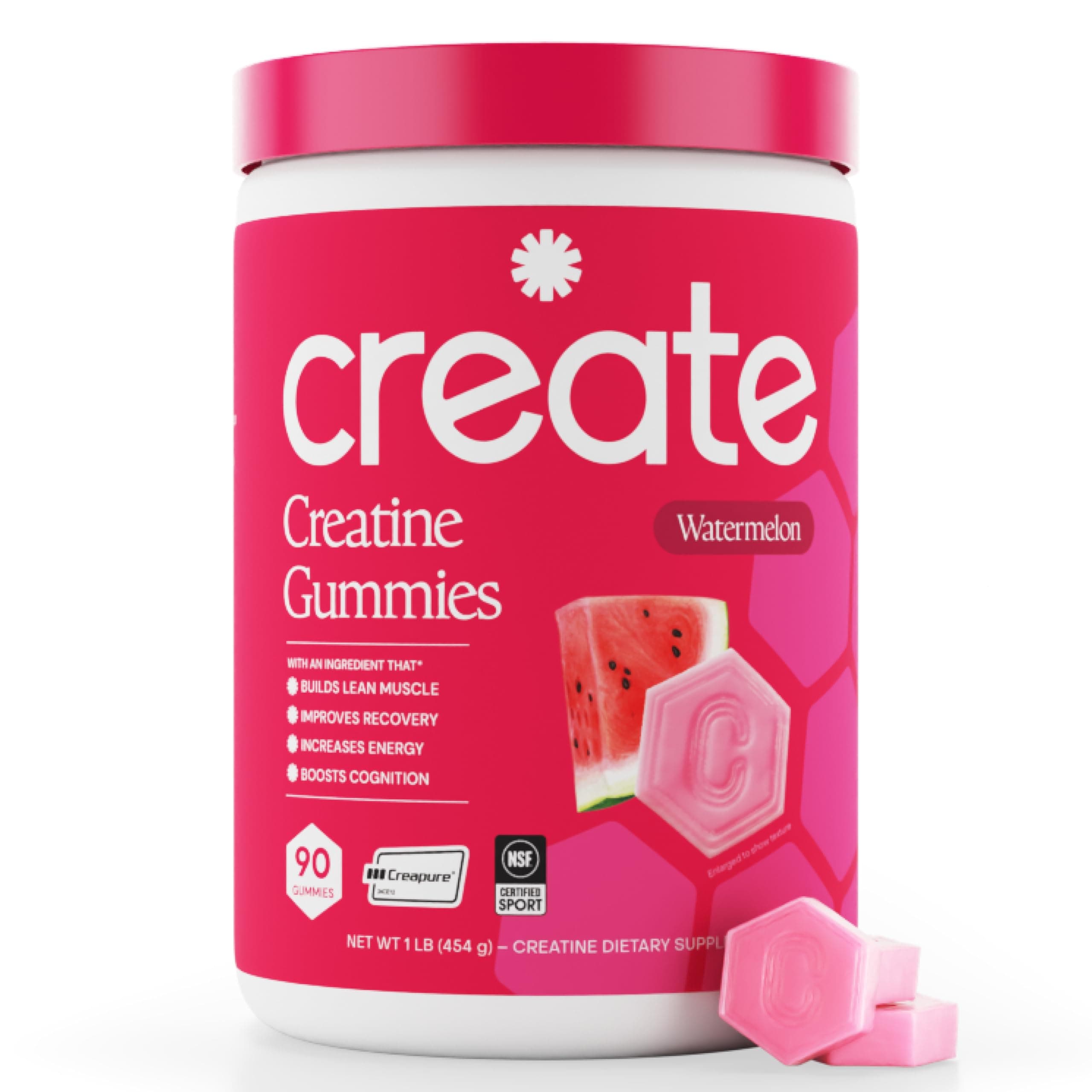- Create Creatine Monohydrate Gummies for Men & Women, Boost Focus, Strength, and Endurance, Anti-Melting Formula, Vegan, Gluten-Free, Non-GMO, 1.5g of Creatine per Gummy (Watermelon)