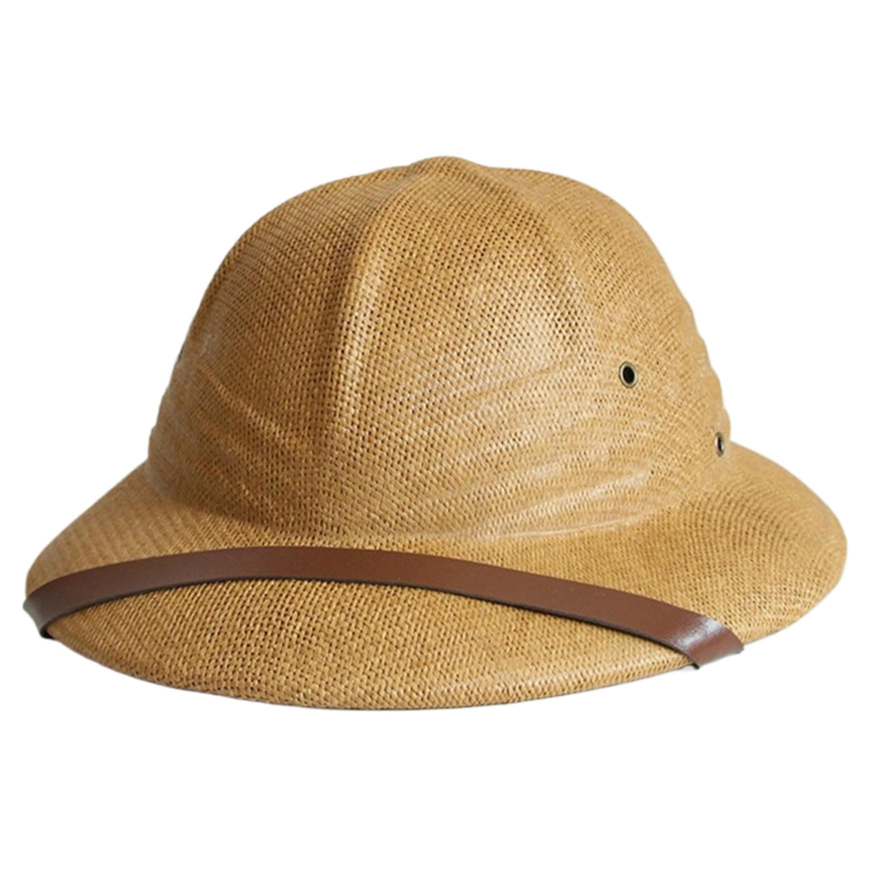 Pith Helmet,Hat, Adjustable Anti-Bugs Pith Helmet, Portable Pith Helmets for Men, One Size Sun Hats, Explorer Light Coffee, Large