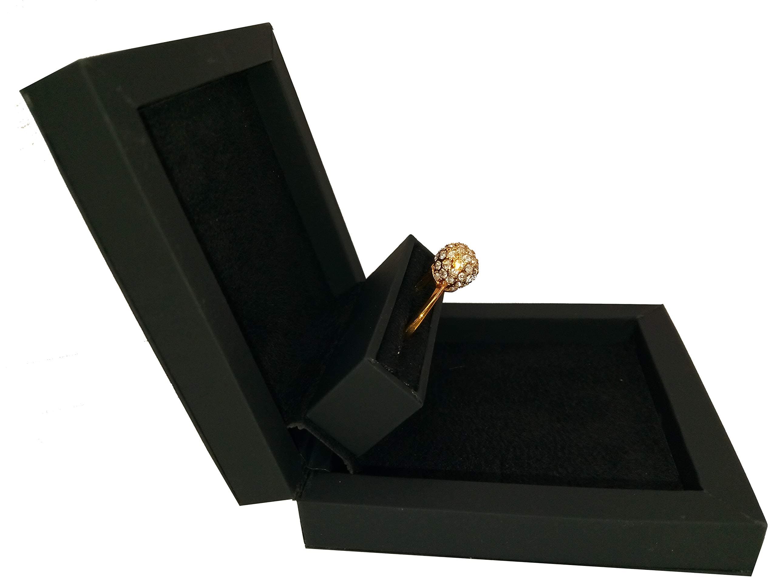 Slim Hidden Proposal Engagement Ring Box, Black with Magnetic Closure