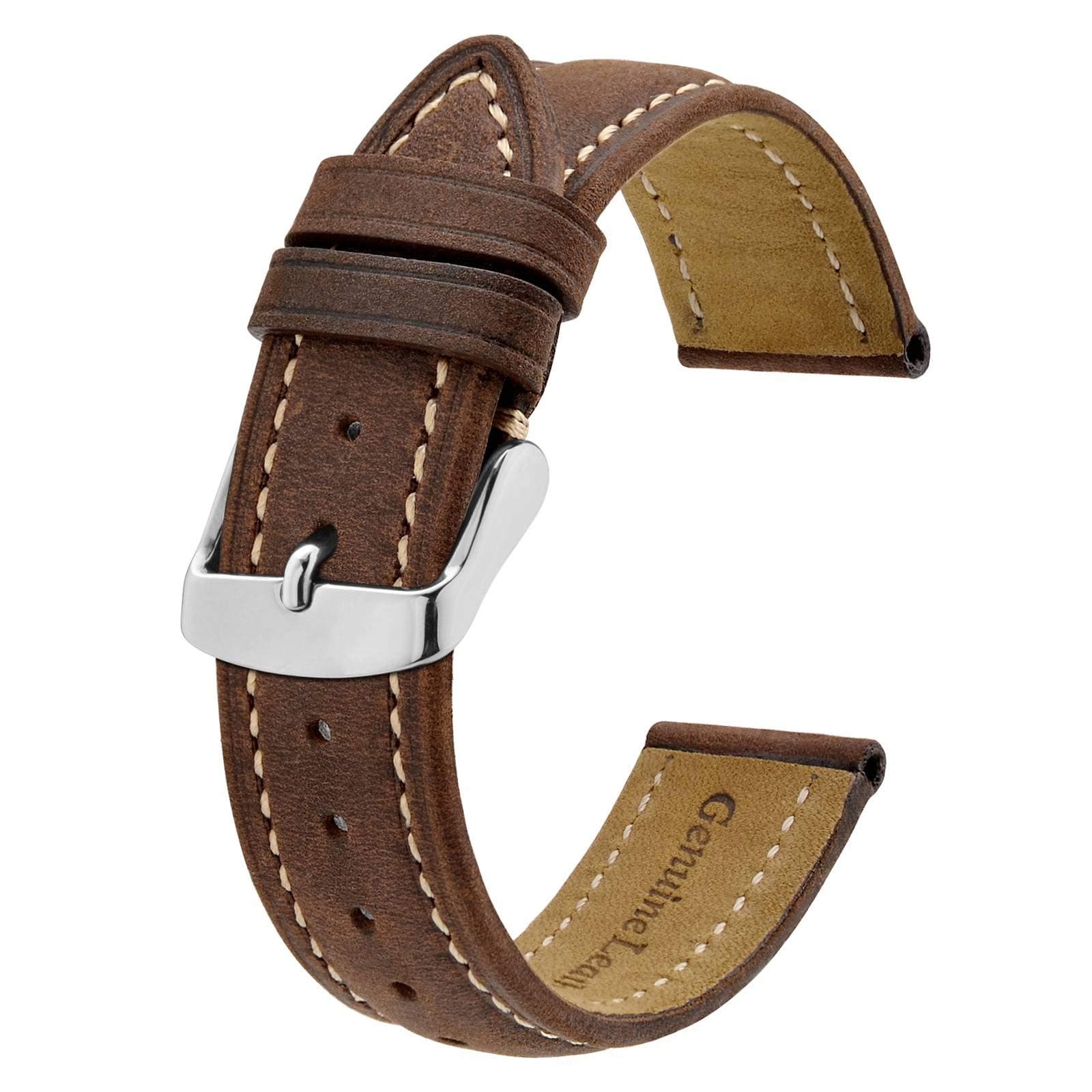 BISONSTRAP Watch Strap, Vintage Leather Replacement Bracelet, Band Width-14mm 15mm 16mm 17mm 18mm 19mm 20mm 21mm 22mm 23mm 24mm