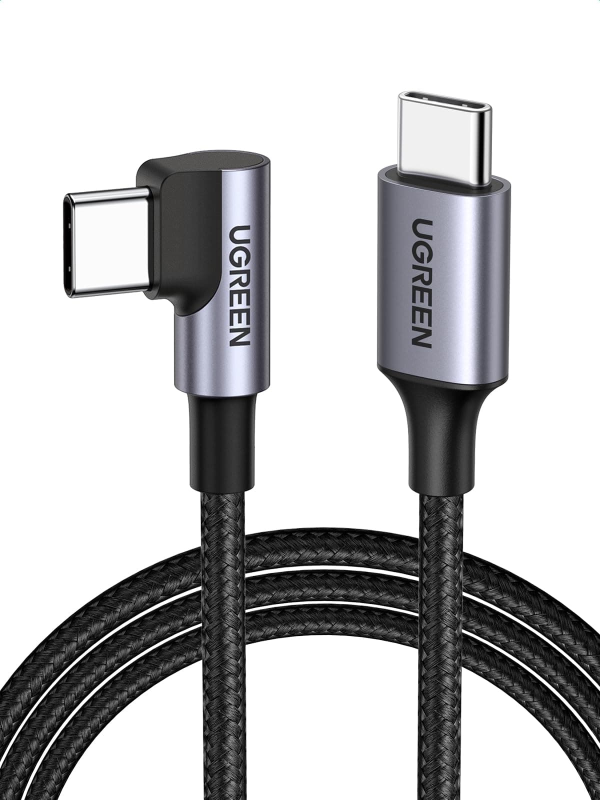 UGREEN Right Angle USB C Cable 3.3FT 2-Pack, 60W USB C to USB C Cable 90 Degree Type C Cable for iPhone 17/16, MacBook Pro/Air, iPad Pro 2022/Air 5/Mini 6, Galaxy S25/S24/S23, Pixel 10/9, Switch
