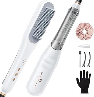 Pro Steam Straightener Brush, Steamline Pro 3 in 1 Straightening Brush, Steam Reduces Damage, Nourishes Hair, and Expedites Straightening, White