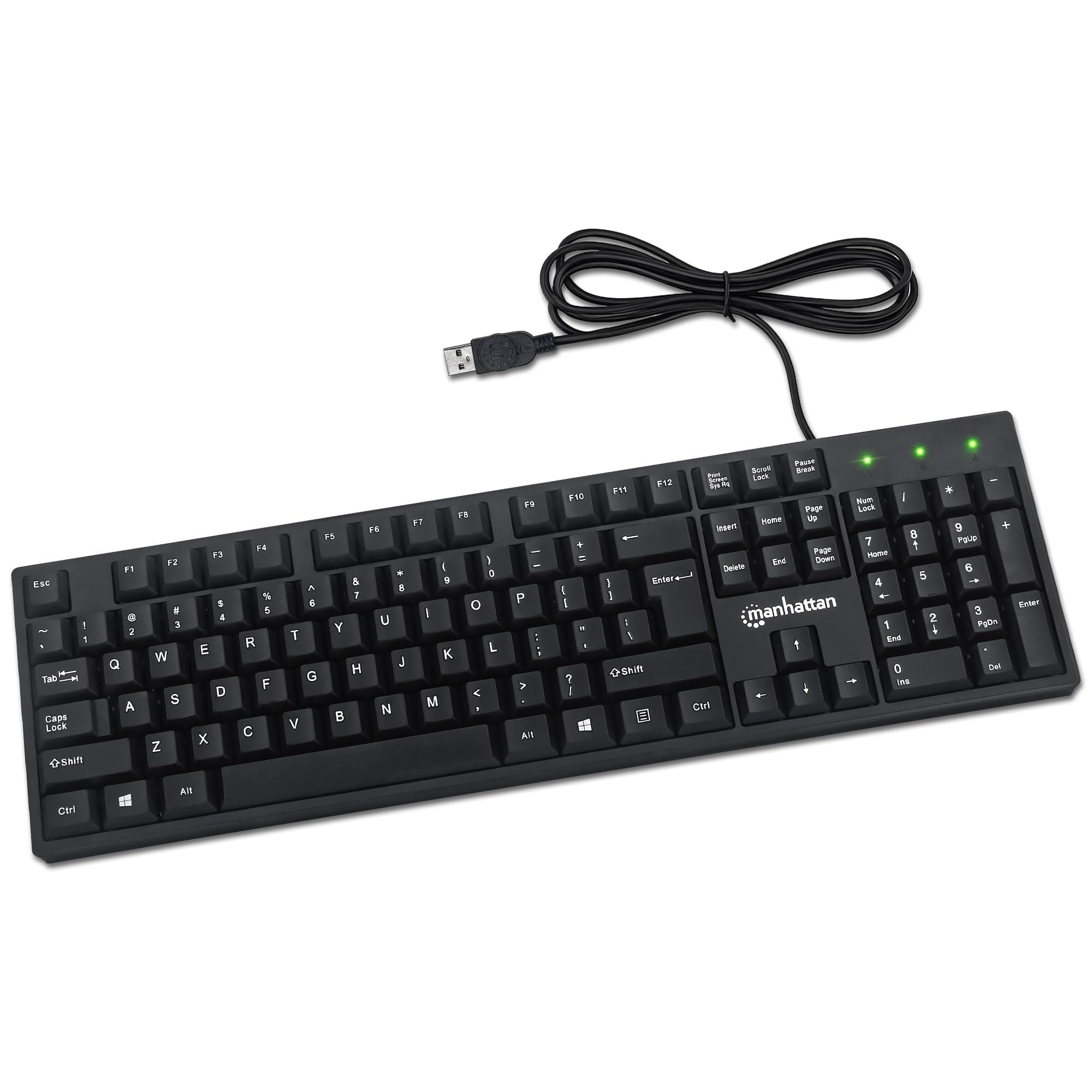- Wired Computer Keyboard – Basic Black Keyboard - with 4.5ft USB-A Cable, 104-keys, Foldable Stands - Compatible for Windows, PC, Laptop - 3 Yr Mfg Warranty – 179324