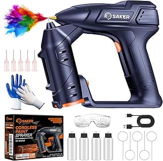 Saker Electric Paint Sprayer Gun for Car, Handheld High Power Portable Cordless Spray Paint Gun for Painting Cars,Cabinet, Paint Repair and DIY 3 Gears Blue