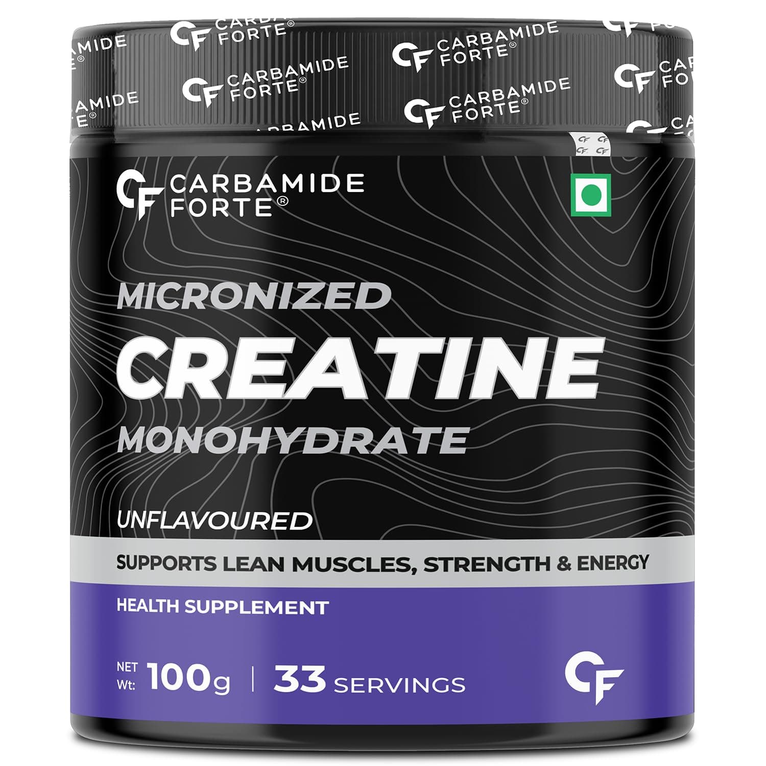 Carbamide Forte Creatine Mono Hydrate Powder | Micronized Monohydrate 100gm | Creatine Supplement for Lean Muscle Volumization, Strength & Energy - Unflavoured Powder - 33 Servings - 100g