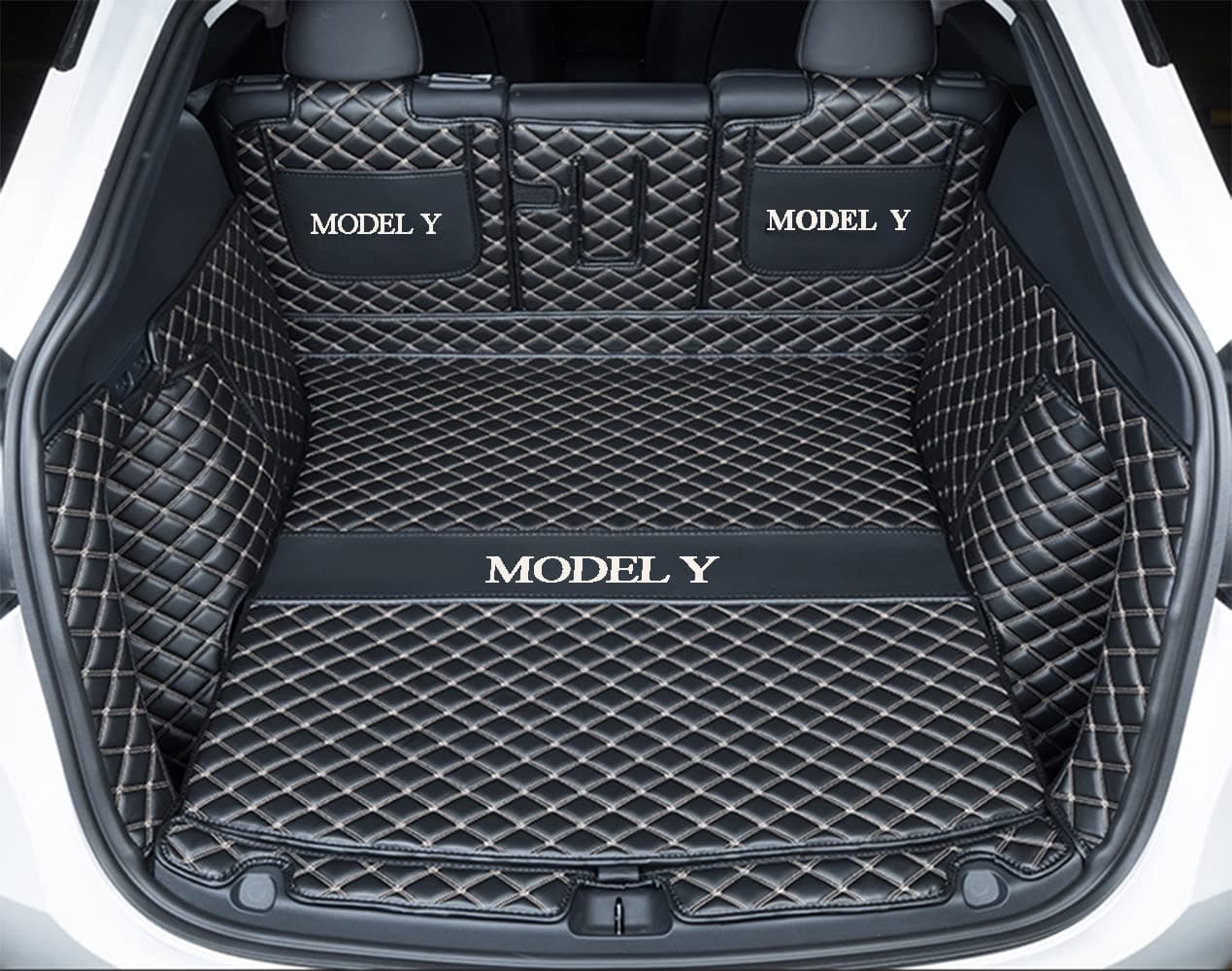 Model Y Cargo Mat Car Trunk Liner Compatible with Tesla Model Y Cargo Liner Custom Fit Car Mats Full Coverage 7 PIECE