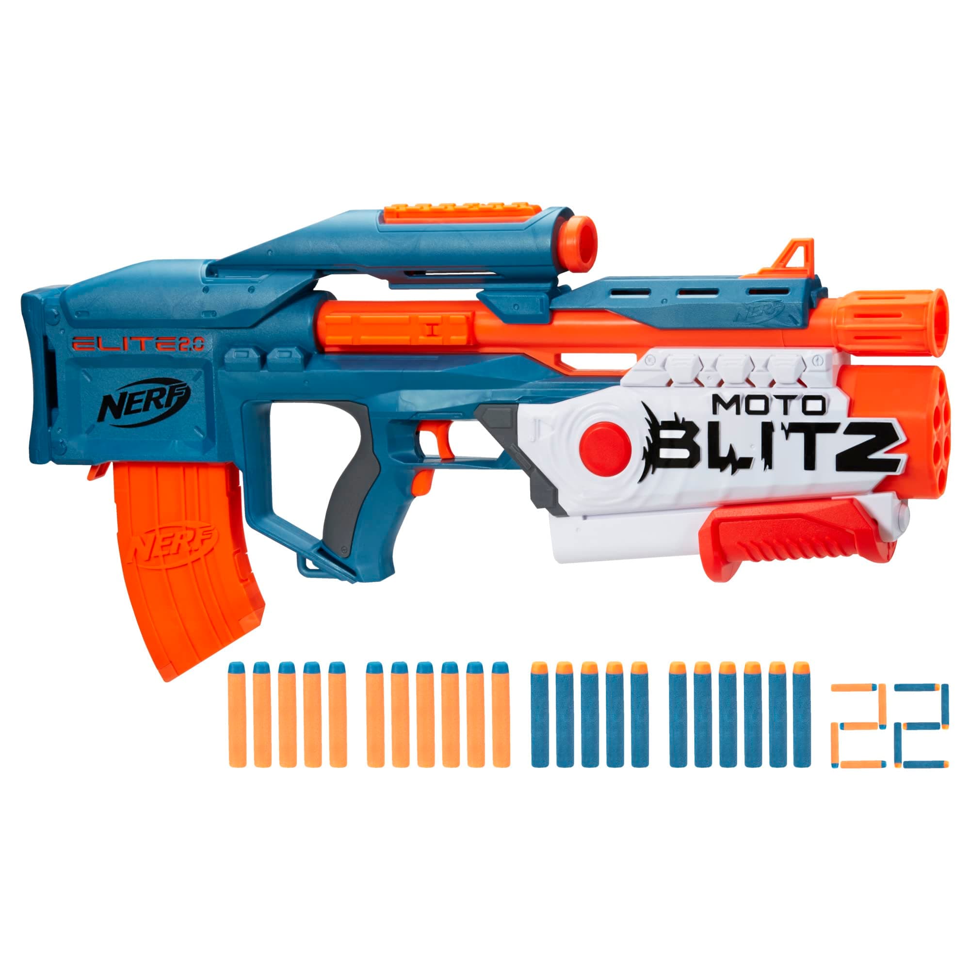 Elite 2.0 Motoblitz Blaster with Scope, Motorized 10-Dart Blasting, Airblitz 6 Darts, Outdoor Toys for 8 Year Old Boys & Girls