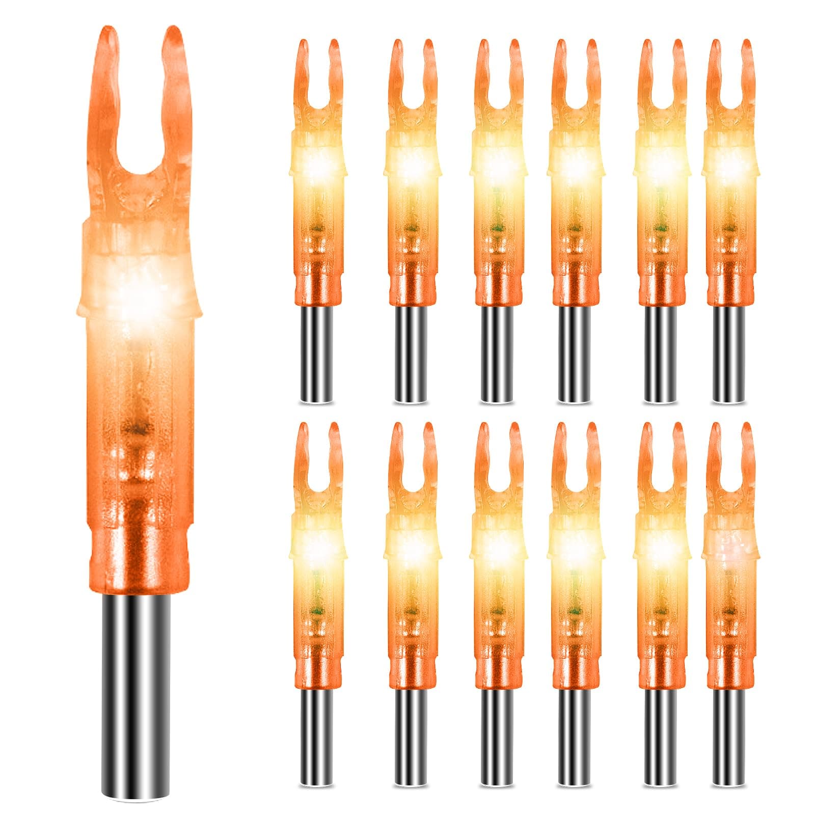 Pacify 12 Pcs Lighted Arrow Nocks, Light up Nocks for Arrow .244/6.2mm Lighted Knock for Archery Hunting
