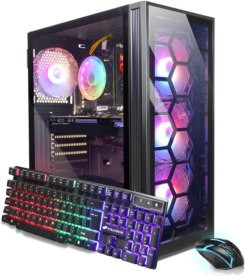 Gaming Desktop PC,Intel Core i7 3.4G up to 3.9G,GeForce RTX 2060 Super 8G GDDR6,32G,1TB SSD,WiFi,BT 5.0,RGB Keybaord,RGB Mouse Pad,RGB BT Sound Bar,RGB Bluetooth Headset Mic,W10H64