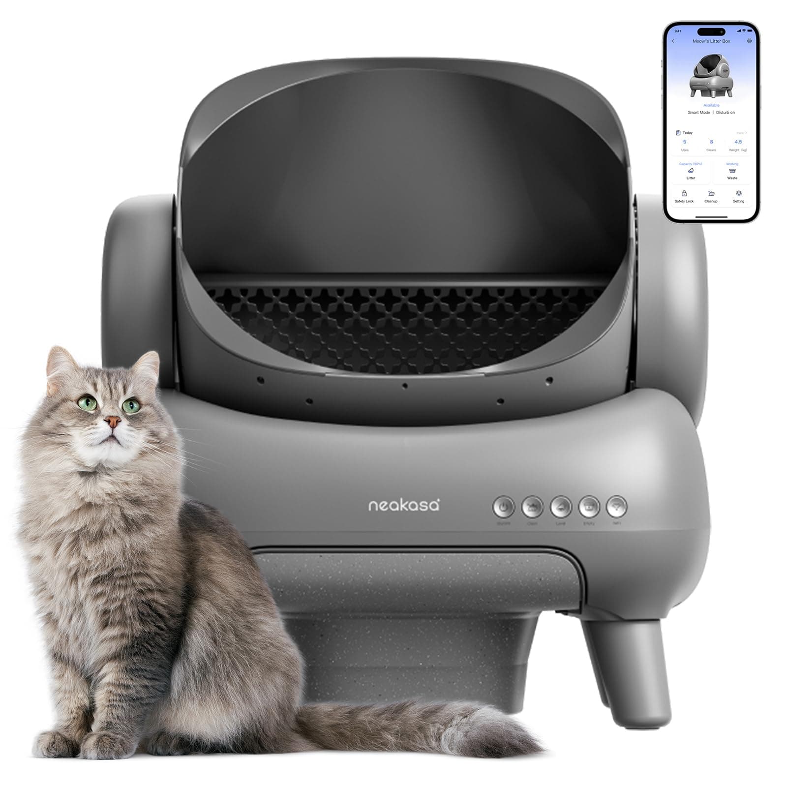 M1 Open-Top Self Cleaning Cat Litter Box, Automatic Cat Litter Box with APP Control, Odor-Free Waste Disposal includes Trash Bags