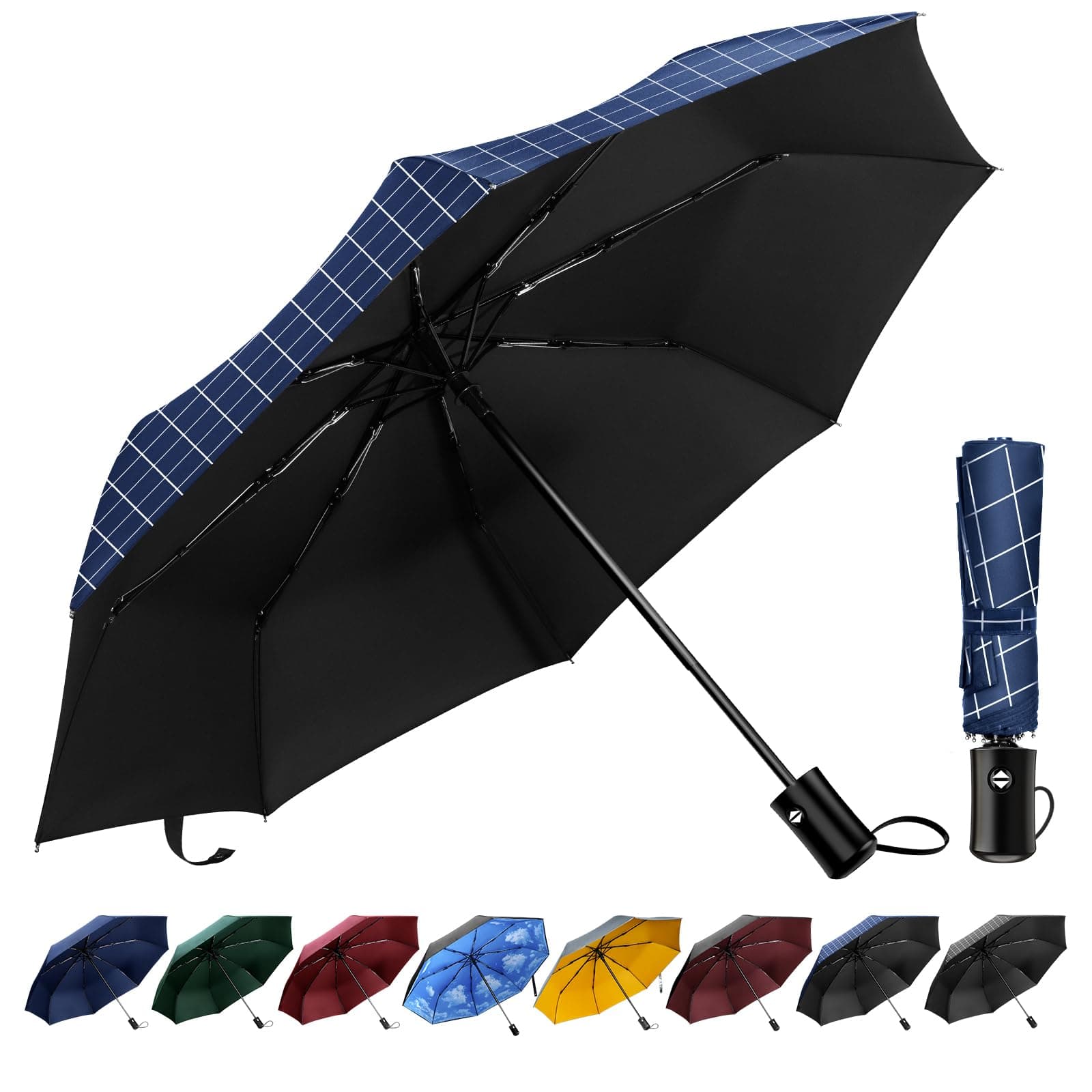 TechRiseUmbrella, Compact Strong Windproof Automatic Umbrellas, Folding Lightweight, Portable Travel Golf Umbrella for Rain
