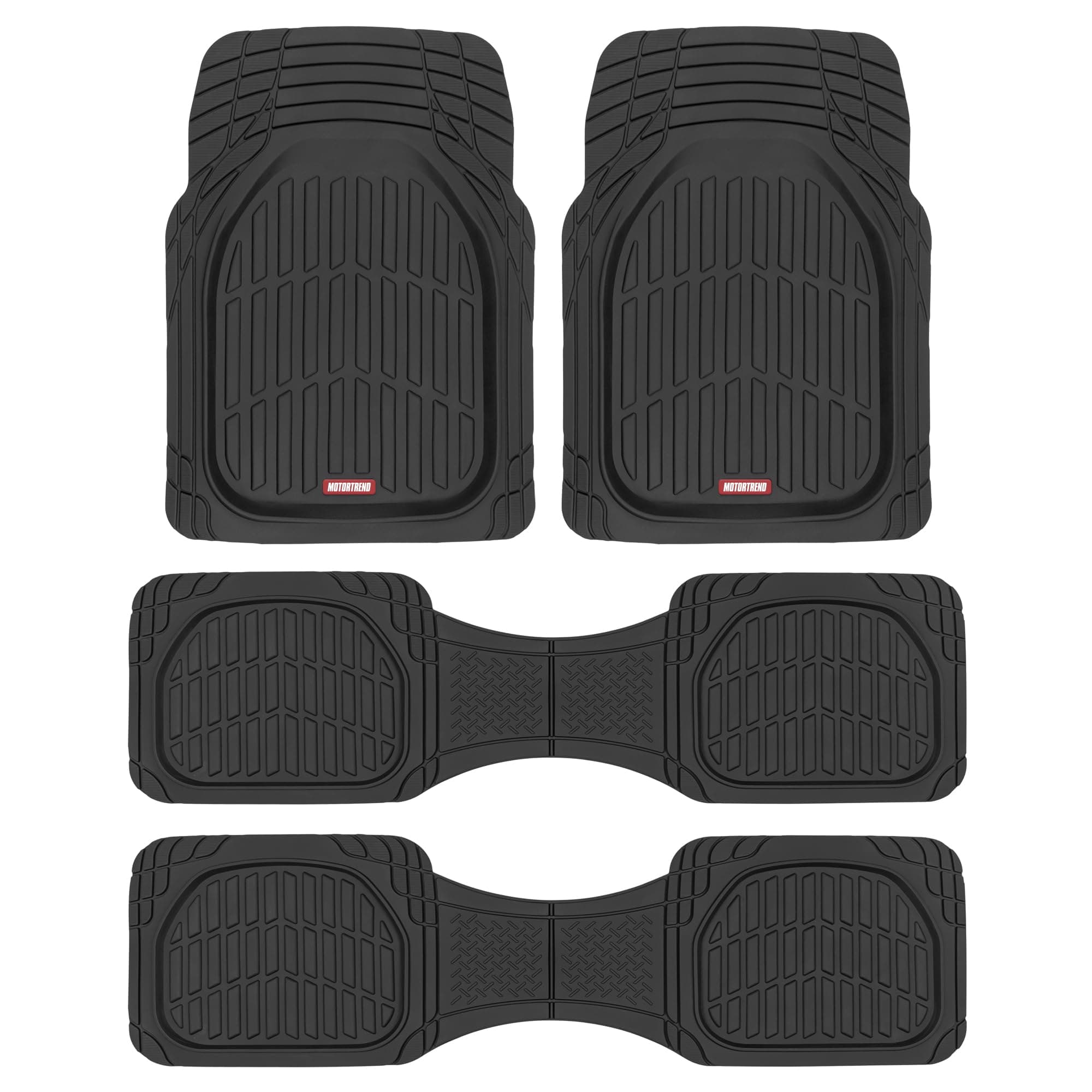 MT-923-920 Black FlexTough Contour Liners-Deep Dish Heavy Duty Rubber Floor Mats for 3 Row Car SUV Truck & Van-All Weather Protection