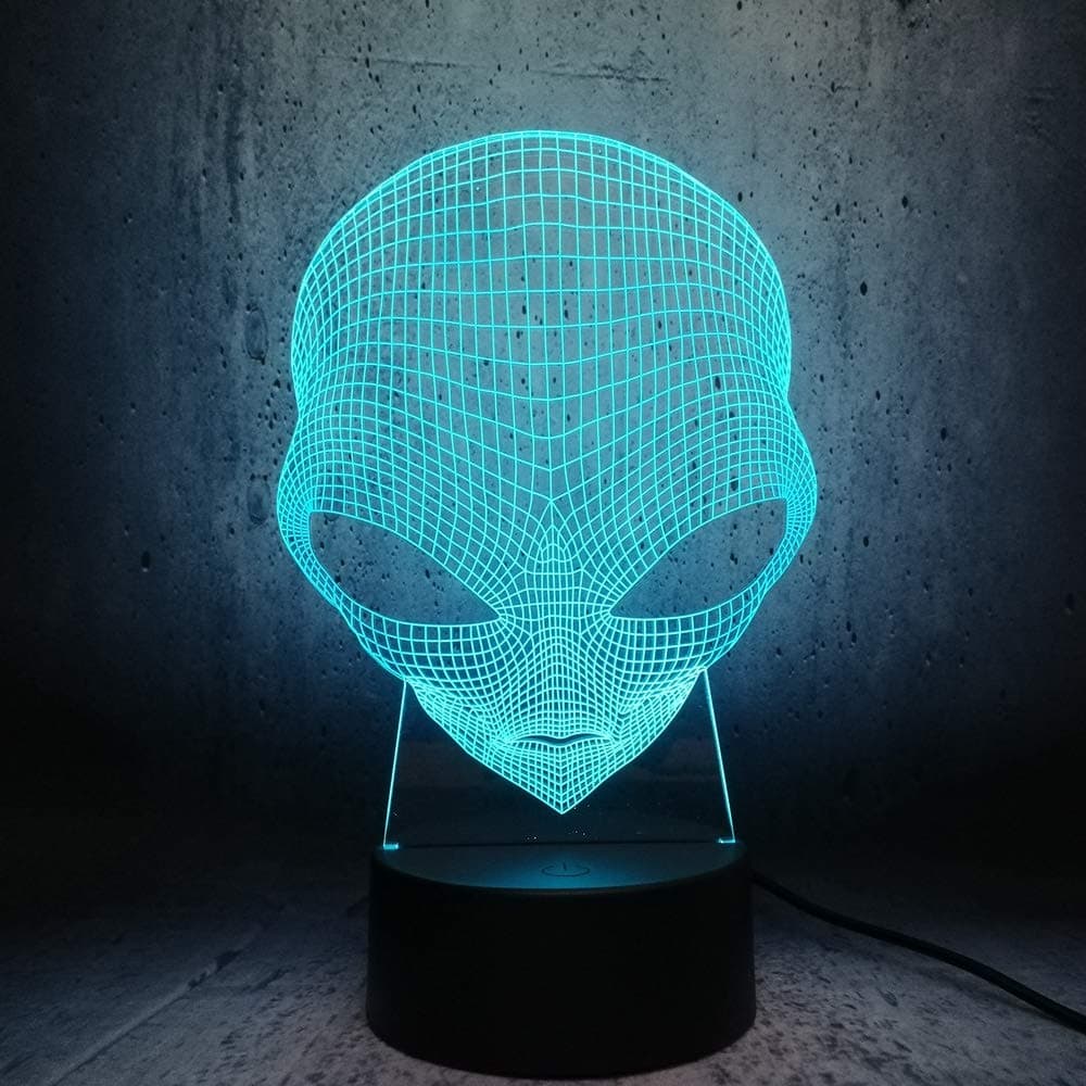 althiqahkeyAlien Head Night Light 3D Optical Illusion Lamp,