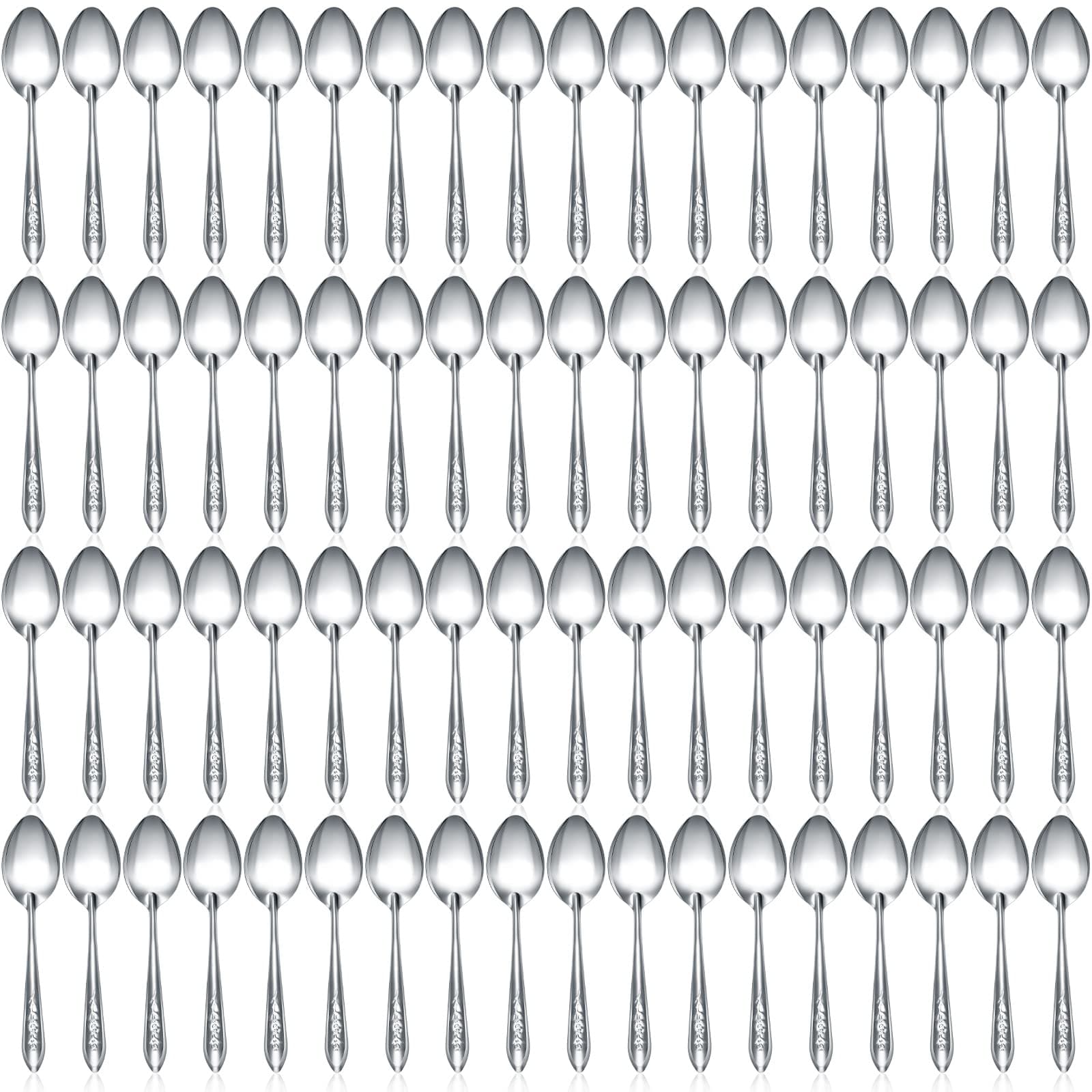 100 Pieces Dinner Spoons Set 6.69 Inches Silverware Spoons Bulk Stainless Steel Food Grade Tablespoons for Home Restaurant Kitchen Dishwasher Safe