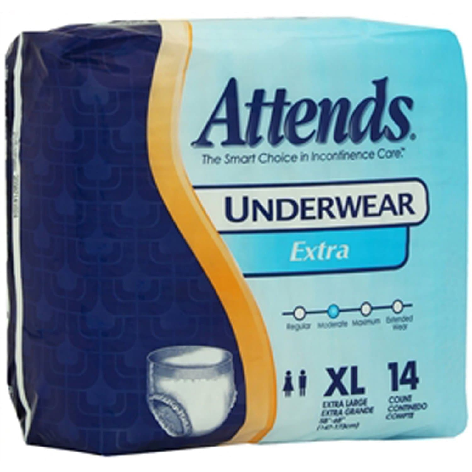 Absorbent Underwear, Attends Adult Pull On Disposable Moderate Absorbency Absorbent Underwear for Men and Women(56 Pack/CS) (X-Large)