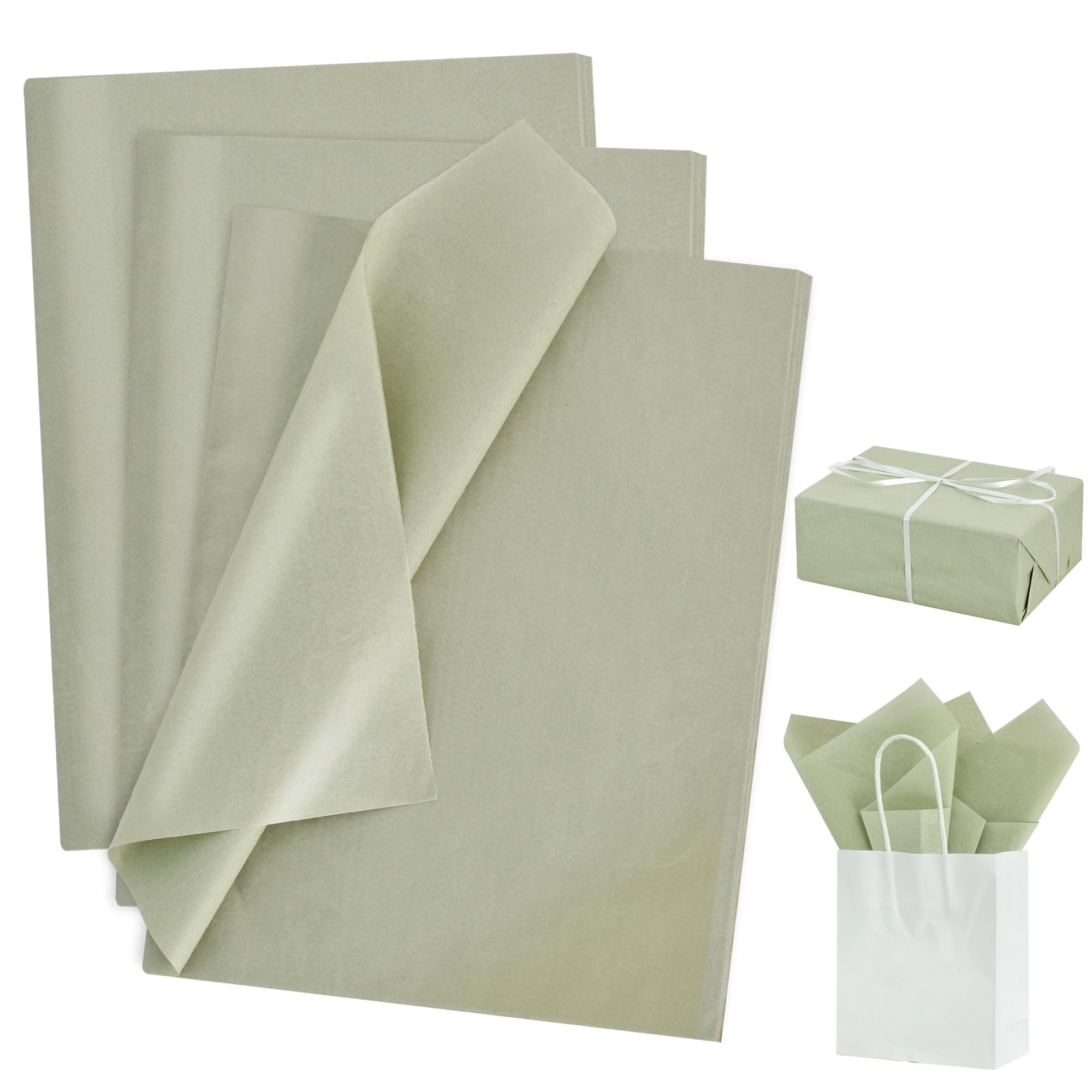 BEISHIDA 100 Sheets Sage Green Tissue Paper Bulk, Wrapping Tissue Paper for Gift Bags, 14 x 20 Inch Gift Wrap for Birthday Wedding Graduation DIY Crafts Holiday Flowers
