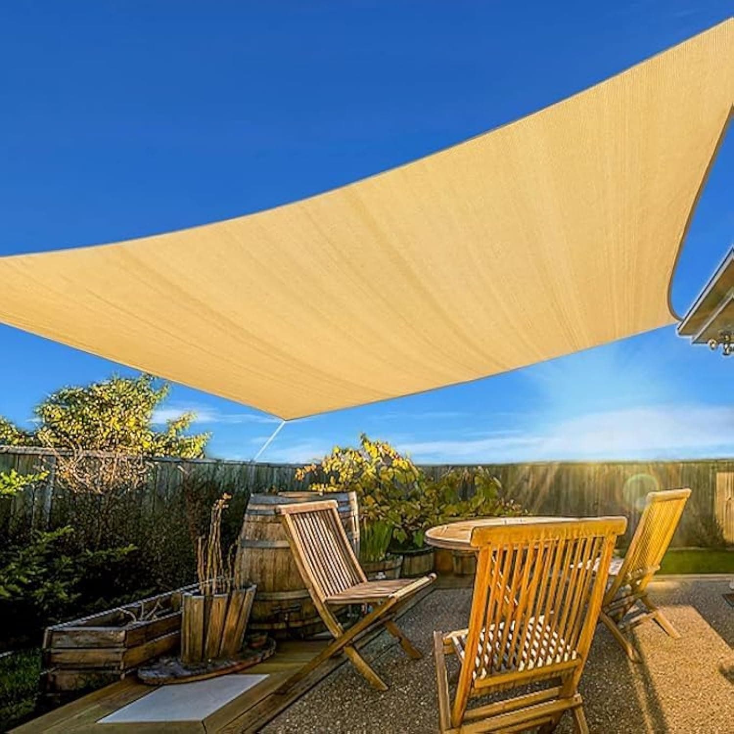 GGEROU Sun Shade Sail Canopy Rectangular Curved Canopy, 95% UV Block,Permeable 185GSM Sail Shade Cover for Patio, Garden, Pergola, Backyard, Outdoor Facility & Activities (3m x 4m)