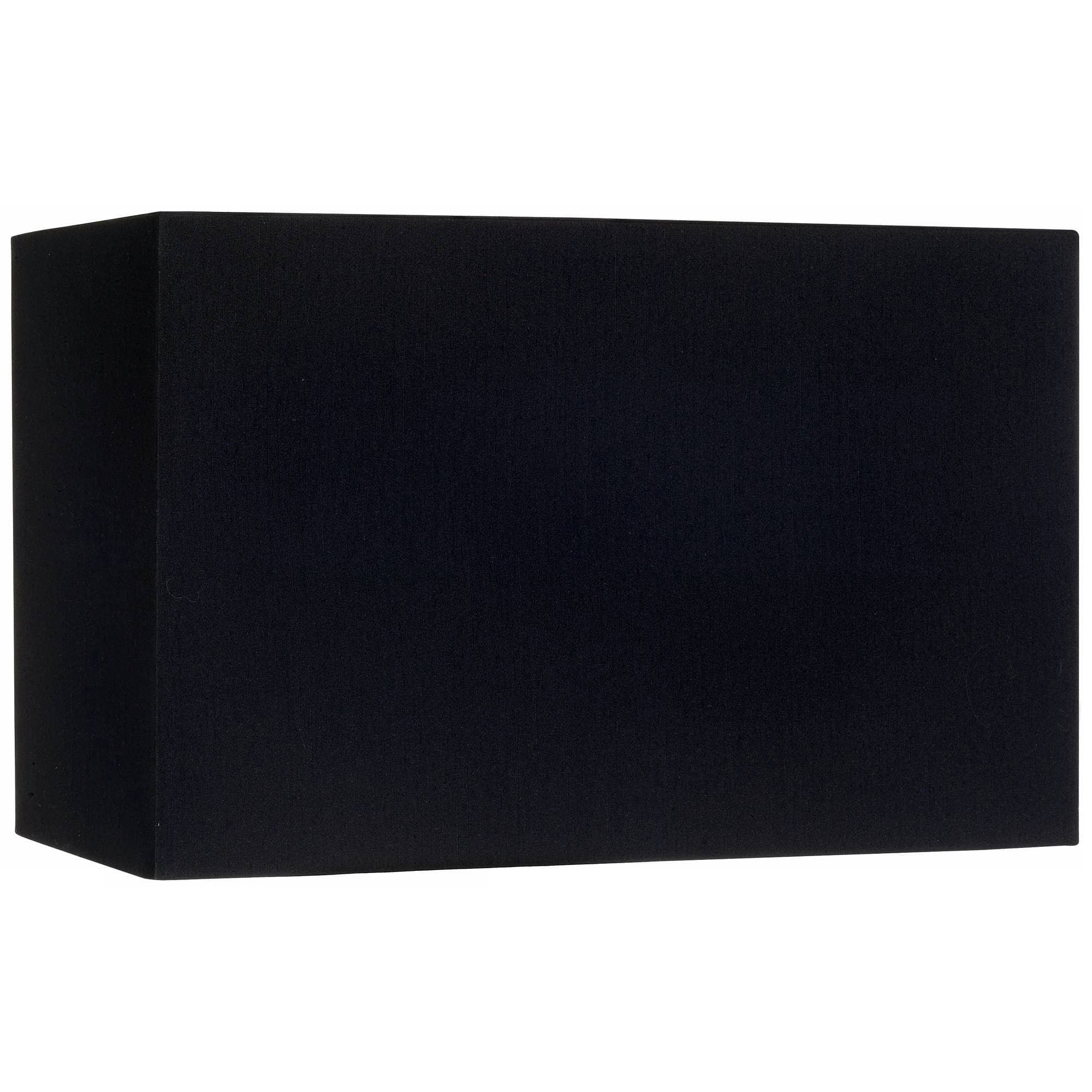 Black Large Rectangular Hardback Lamp Shade 16" Wide x 8" Deep x 10" High (Spider) Replacement with Harp and Finial - Brentwood