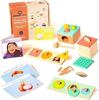 Wooden Montessori Toys Box for Toddlers | 7 in 1 Learning Educational Toys – Coin Box, Ball Hammer Toy, Wooden Shape Puzzles & More | Developmental Toy Set & Gift for 16+ Months