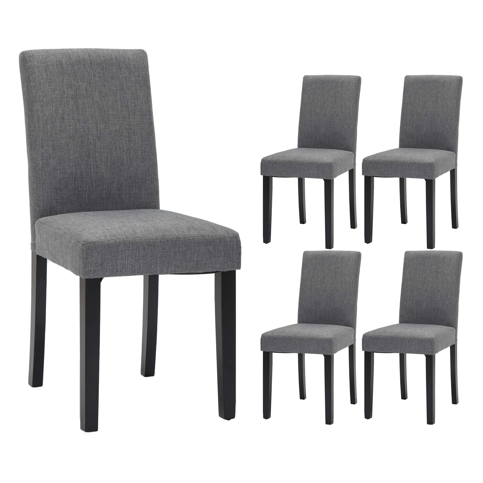 GOTMINSI Upholstered Dining Chairs with Solid Wooden Legs, Modern Stylish Fabric Padded Parsons Chairs Set of 4 (Gray)