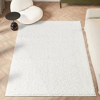 homeart Area Rug - Super Soft Shaggy Rugs For The Living Rooms, Bedrooms And Kitchen - Modern, Easy To Clean Carpet - 120 cm Square, White
