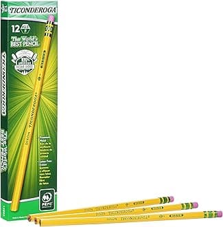 TiconderogaWood-Cased Pencils, Unsharpened, #2.5 F Medium, Yellow, 12 Count