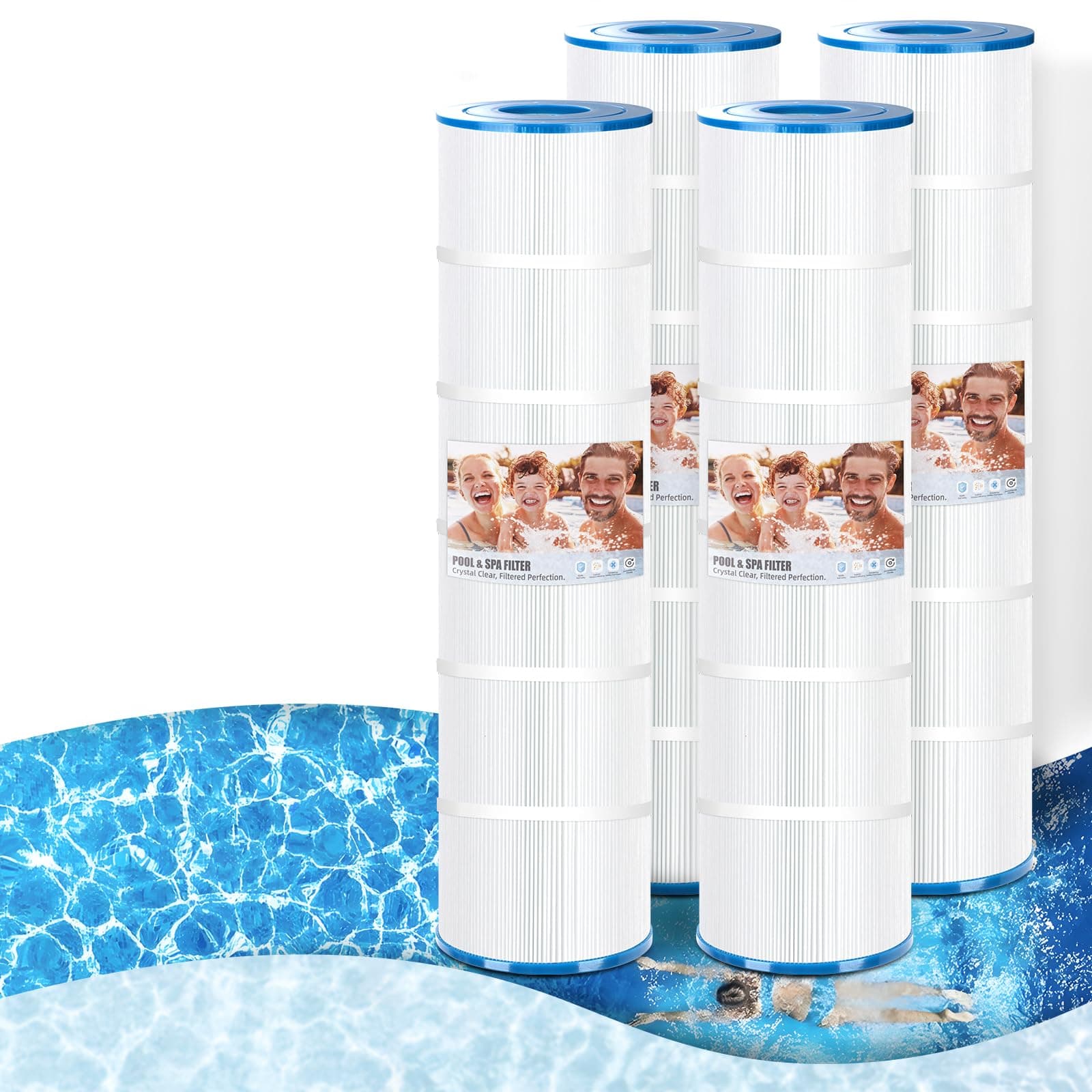 4 Pack Pool Filter Cartridge Replacement for Jandy CL460 CV460, Pleatco Advanced PJAN115, Unicel C-7468, Filbur FC-0810, A0558000, R0554600-Certified with NSF50 for Material Safety(115 Sq.ft)