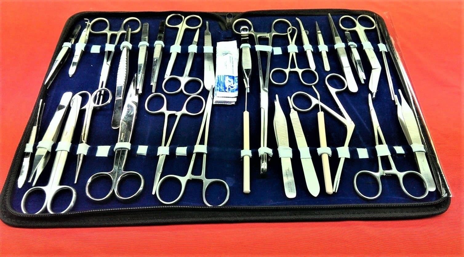 Premium CYNAMED USA 157 Pieces Instruments KIT Veterinary Scissors Forceps Needle Holder Scalpel Handel Stainless Steel All in ONE