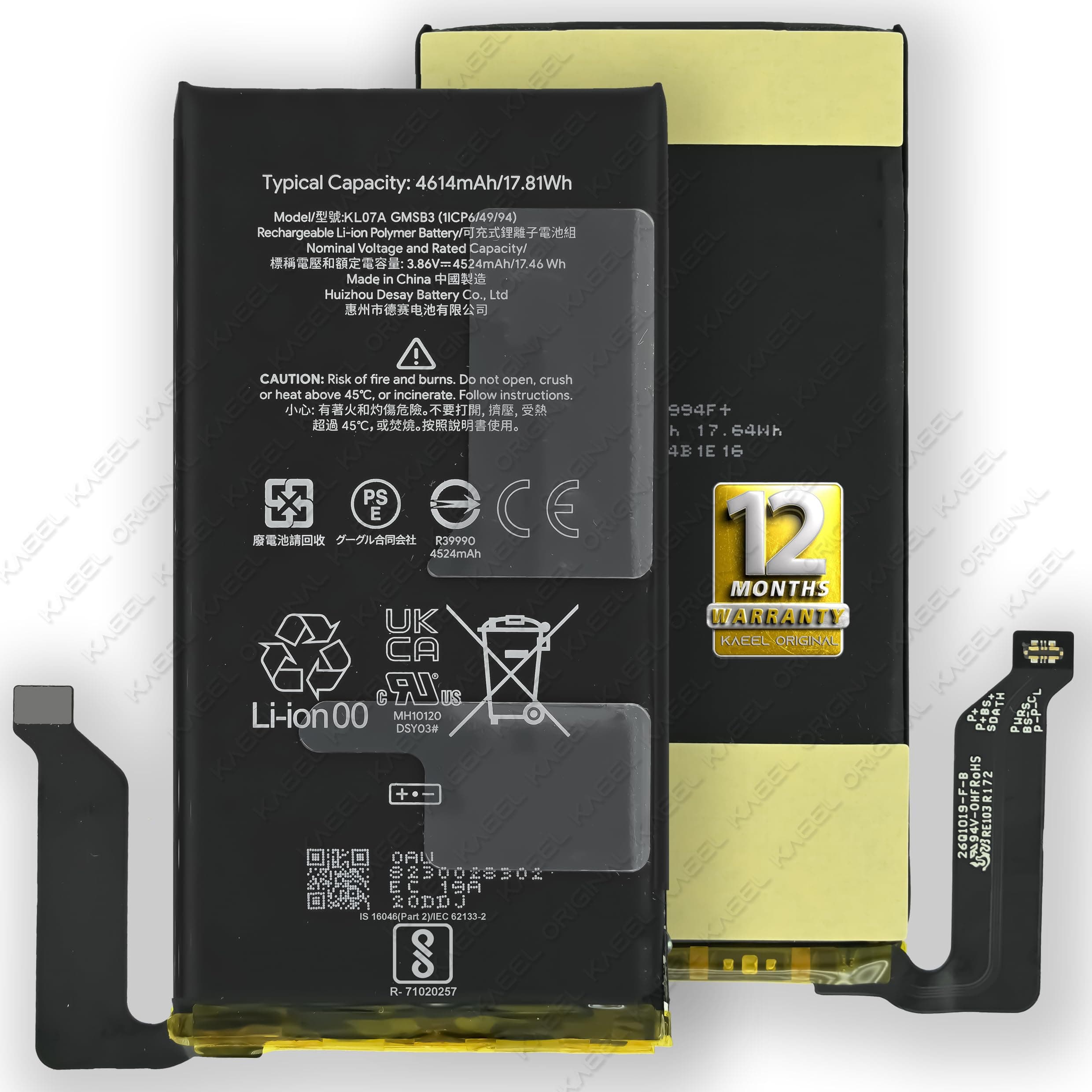 GMSB3 Genuine Replacement for Google Pixel 6 GB7N6, G9S9B16, GA02900-US - 4524mAh - with 12 Months Warranty* (Stormy Black)