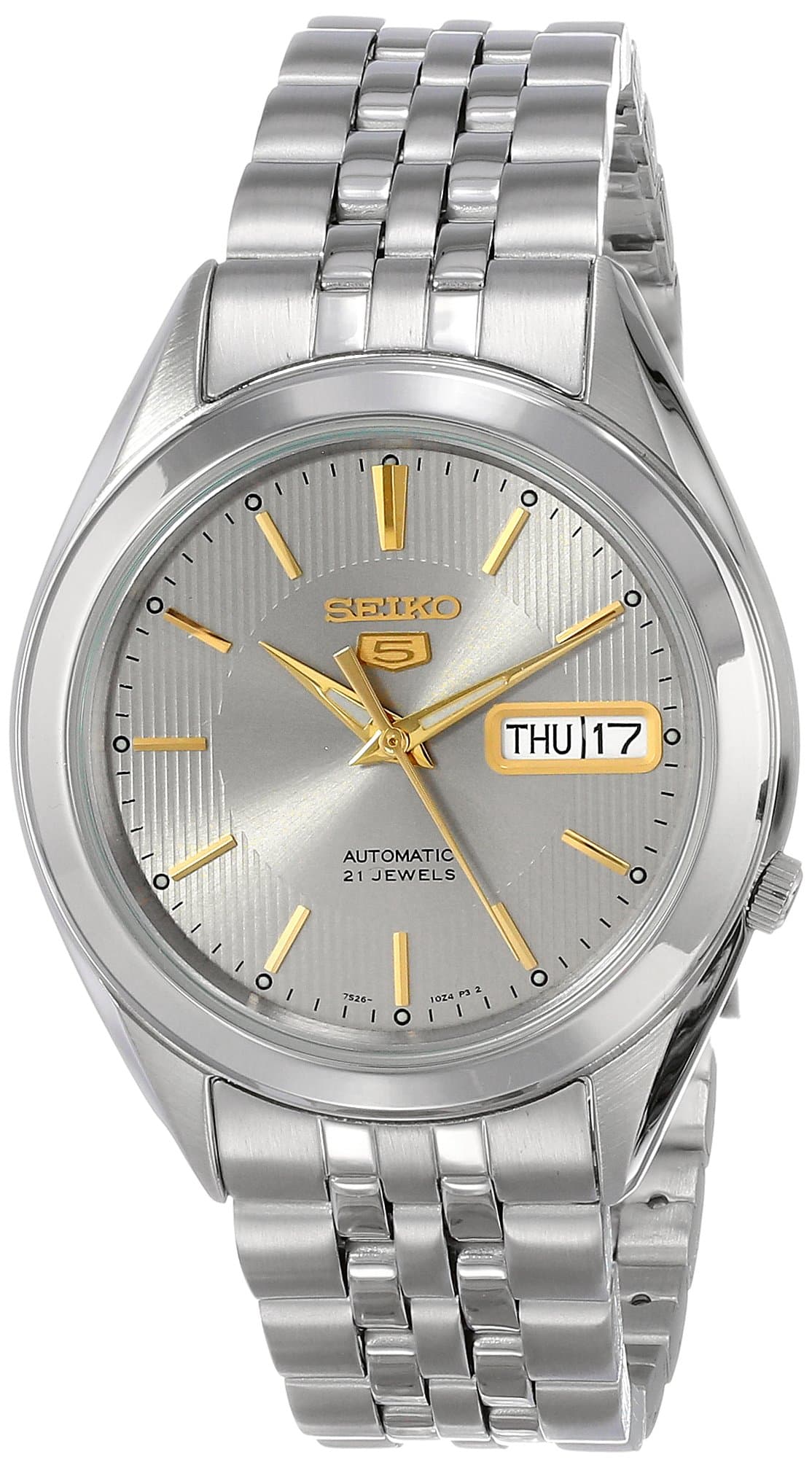 Automatic Watch for Men 5-7S Collection - with Day/Date Calendar, Luminous Hands, Stainless Steel Case & Bracelet