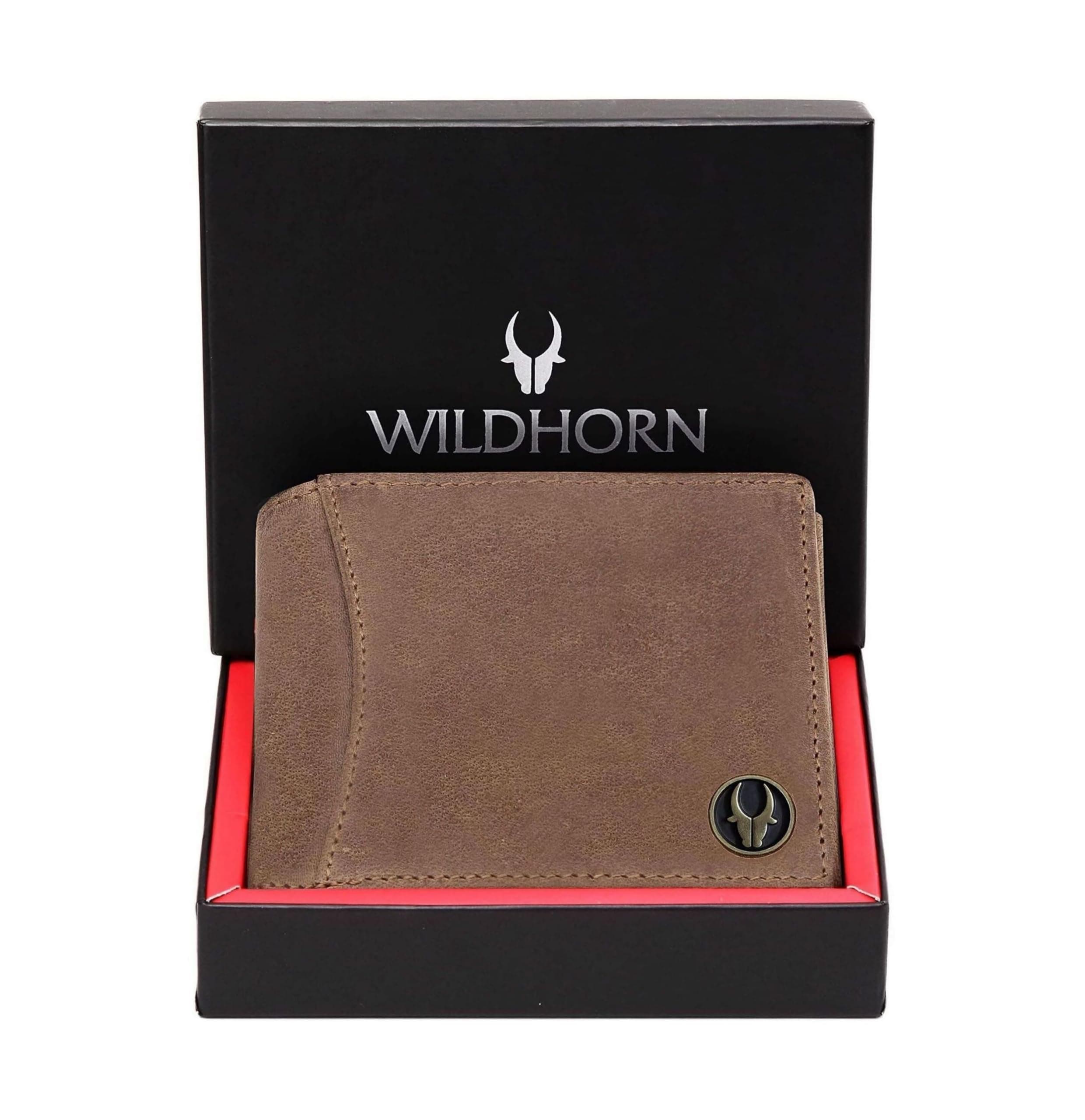 WildHornRfid Protected Leather Wallet For Men, Tan Hunter