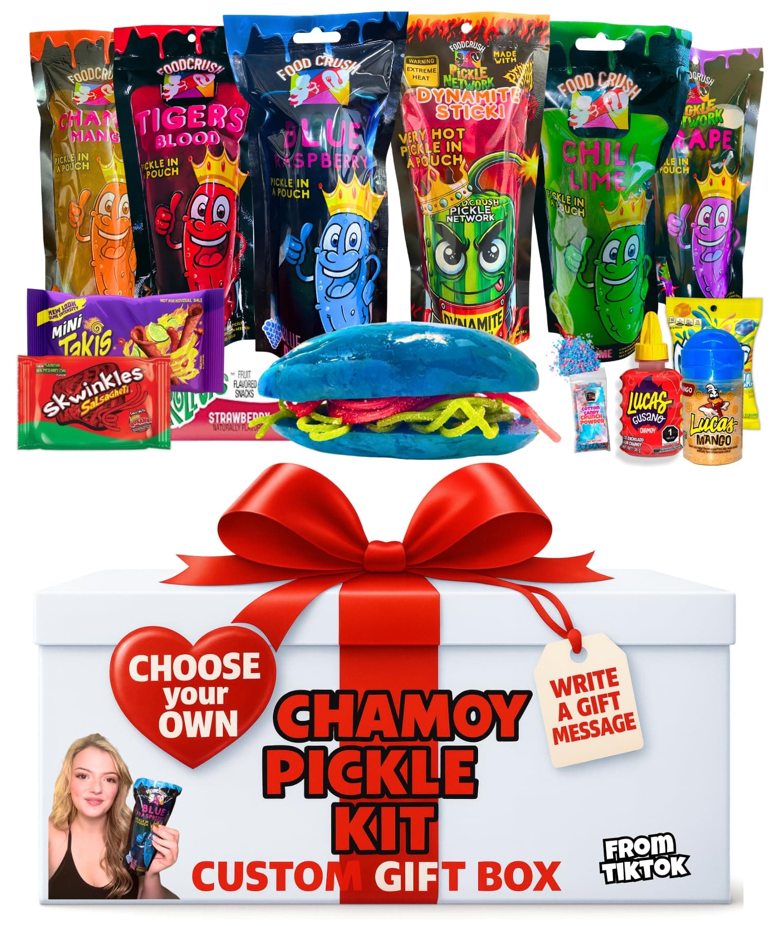 Make Your Own Chamoy Pickle Kit Gift Box from Tiktok w Gift Message for Christmas Candy gifts for kids