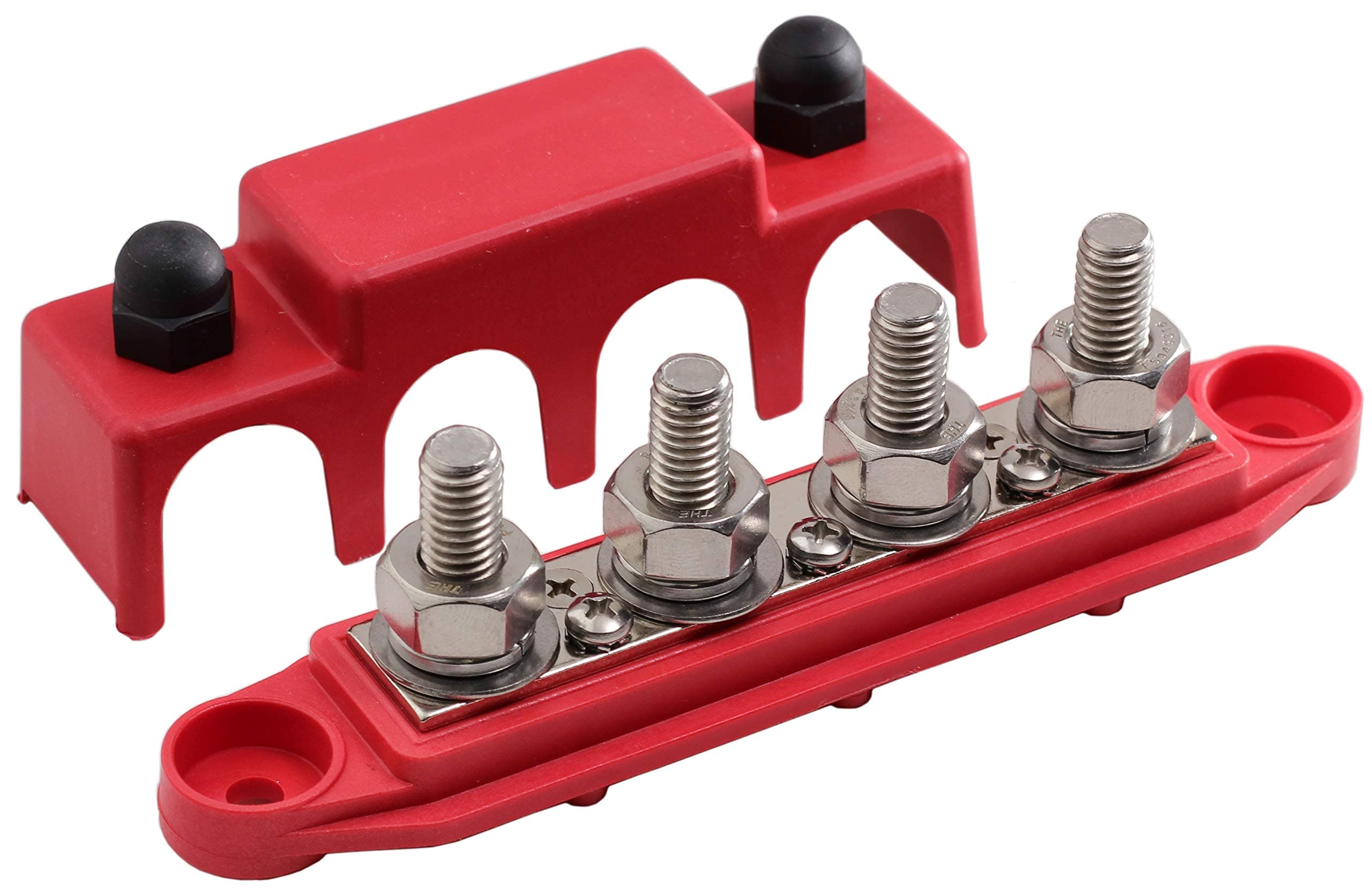 Fastronix 3/8" 4 Stud Stainless Steel Power Distribution Block with Cover