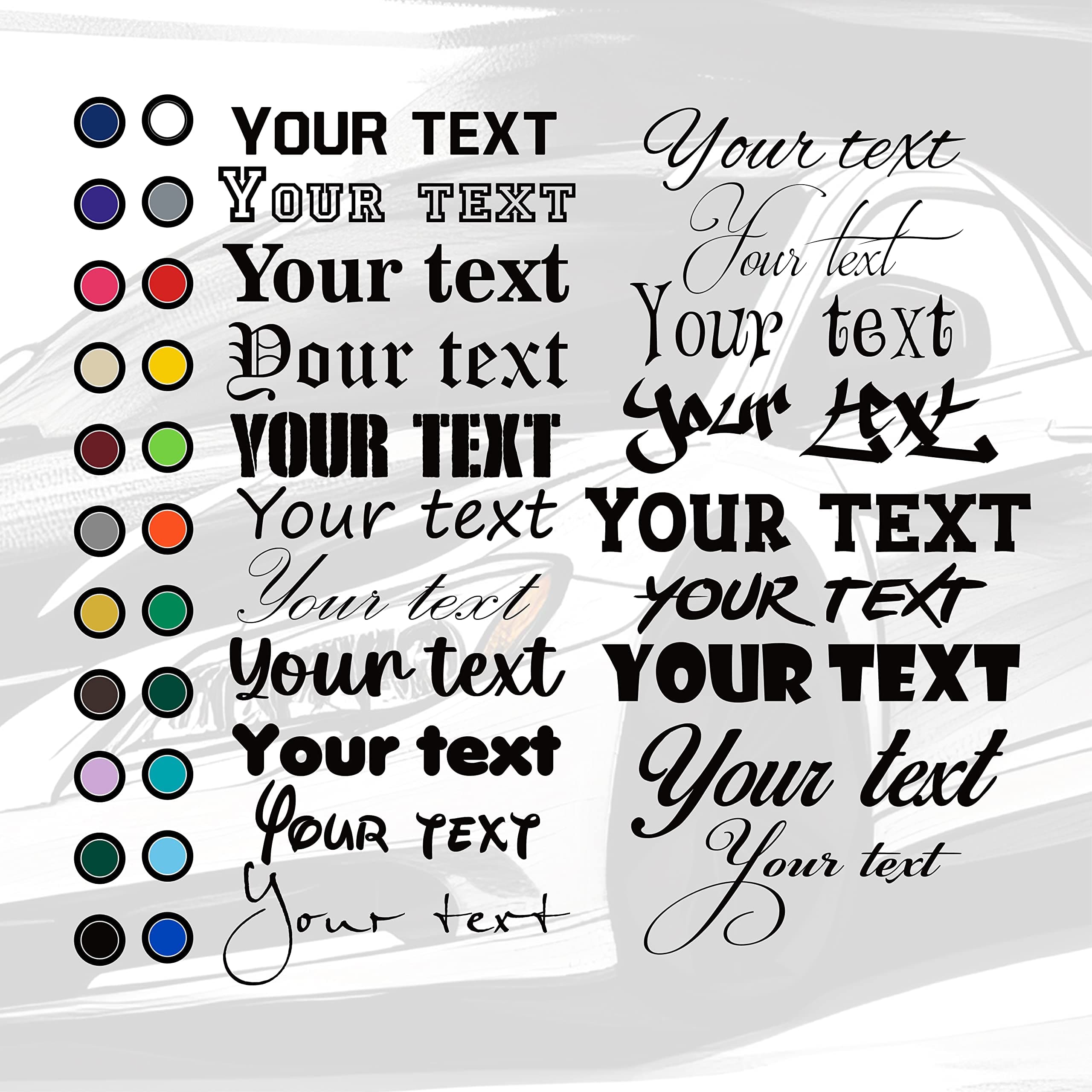 Custom Text Vinyl Decal for Lunchbox, Mailbox, Doors, Motorcycle, Car, Truck and Boat - Make Your Own Custom Lettering Sticker Design - 20 Fonts 20 Colors