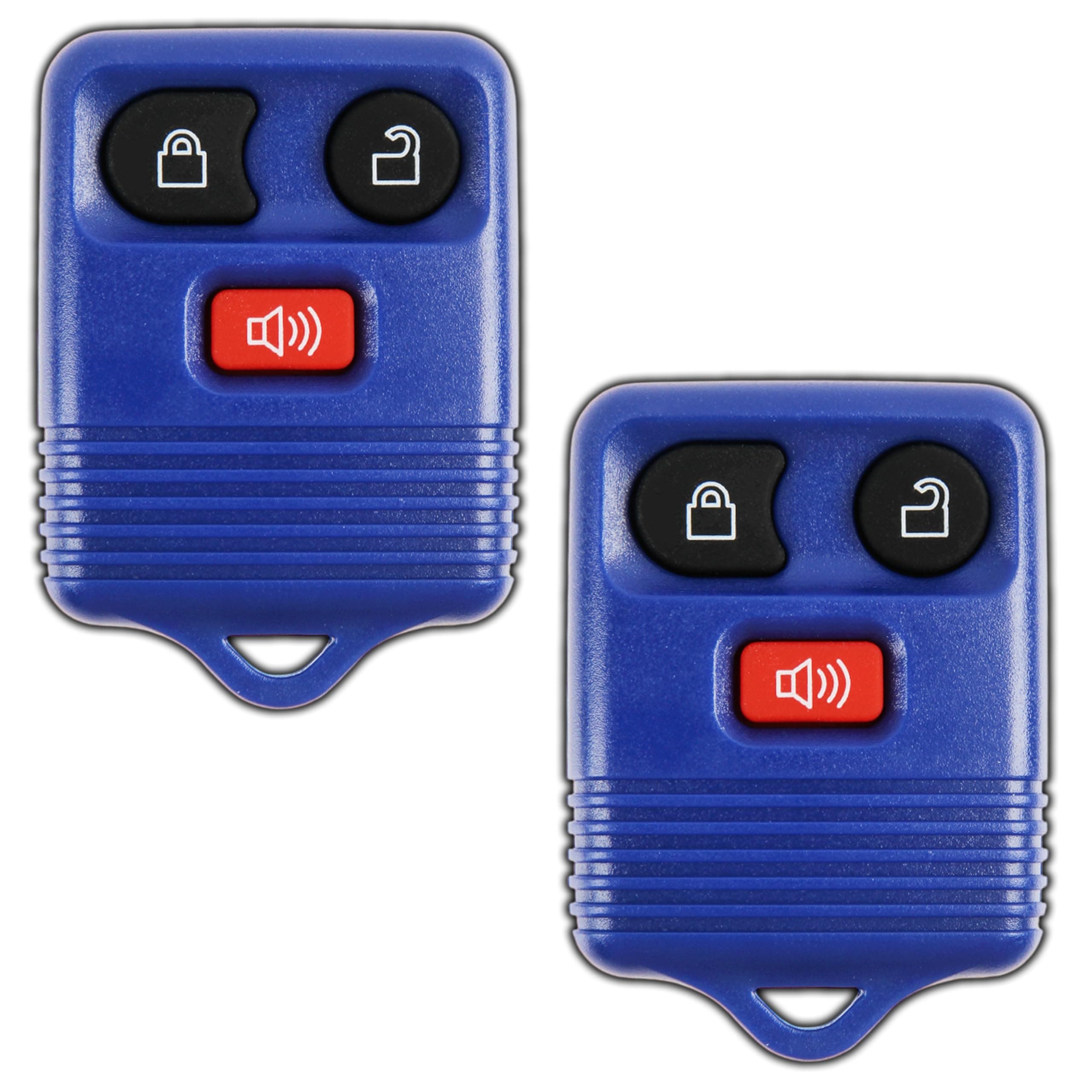 KeylessOption Key Fob Replacement for 1998 1999 2000 2001 2002 2003 2004 2005 2006 2007 2008 2009 2010 2011 2012 2013 2014 2015 2016 Ford Lincoln Mazda Mercury Remote, 3-Button Navy Blue - 2 Pack
