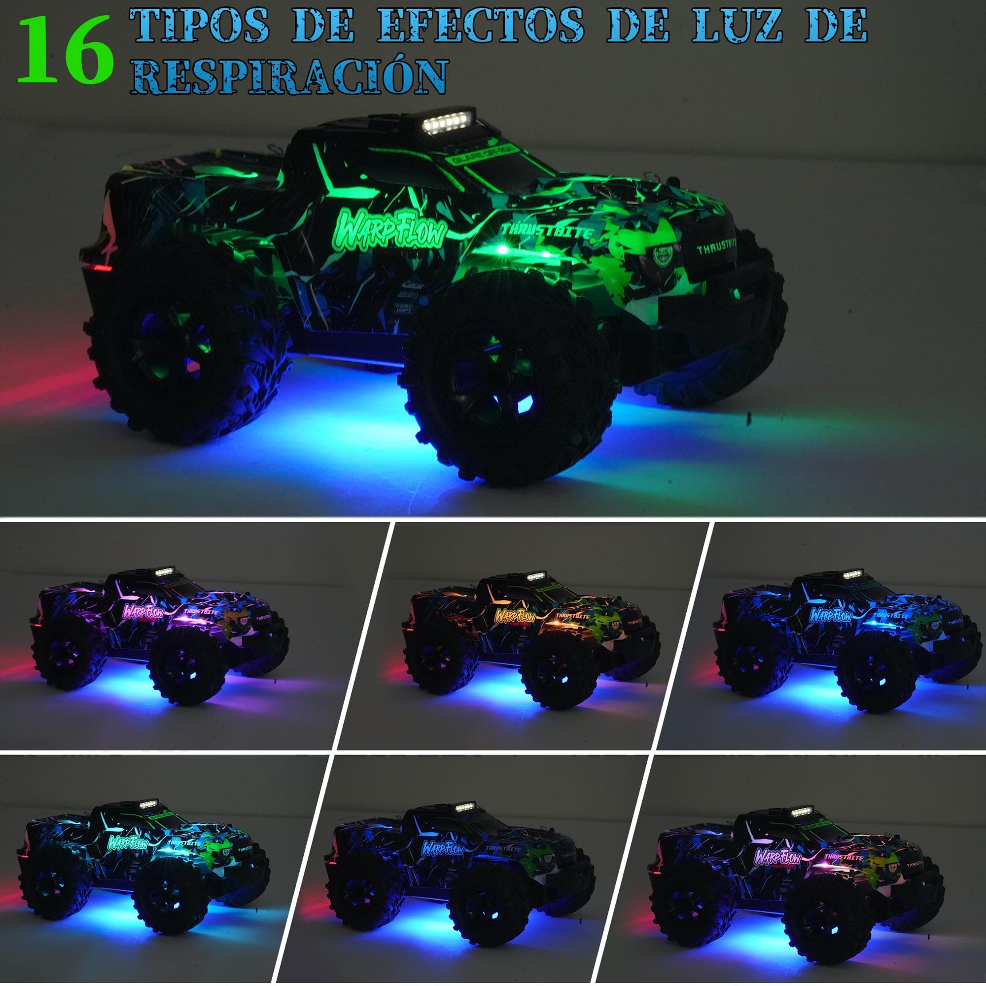 JOYTREKY Remote Control Car - 1:18 High Speed LED Light 25 km/h RC Car with Spray 2.4 GHz All Terrain Offroad Truck Toy 2 Batteries Fast Toy from 3 4 5 6 7 8 Boy Green