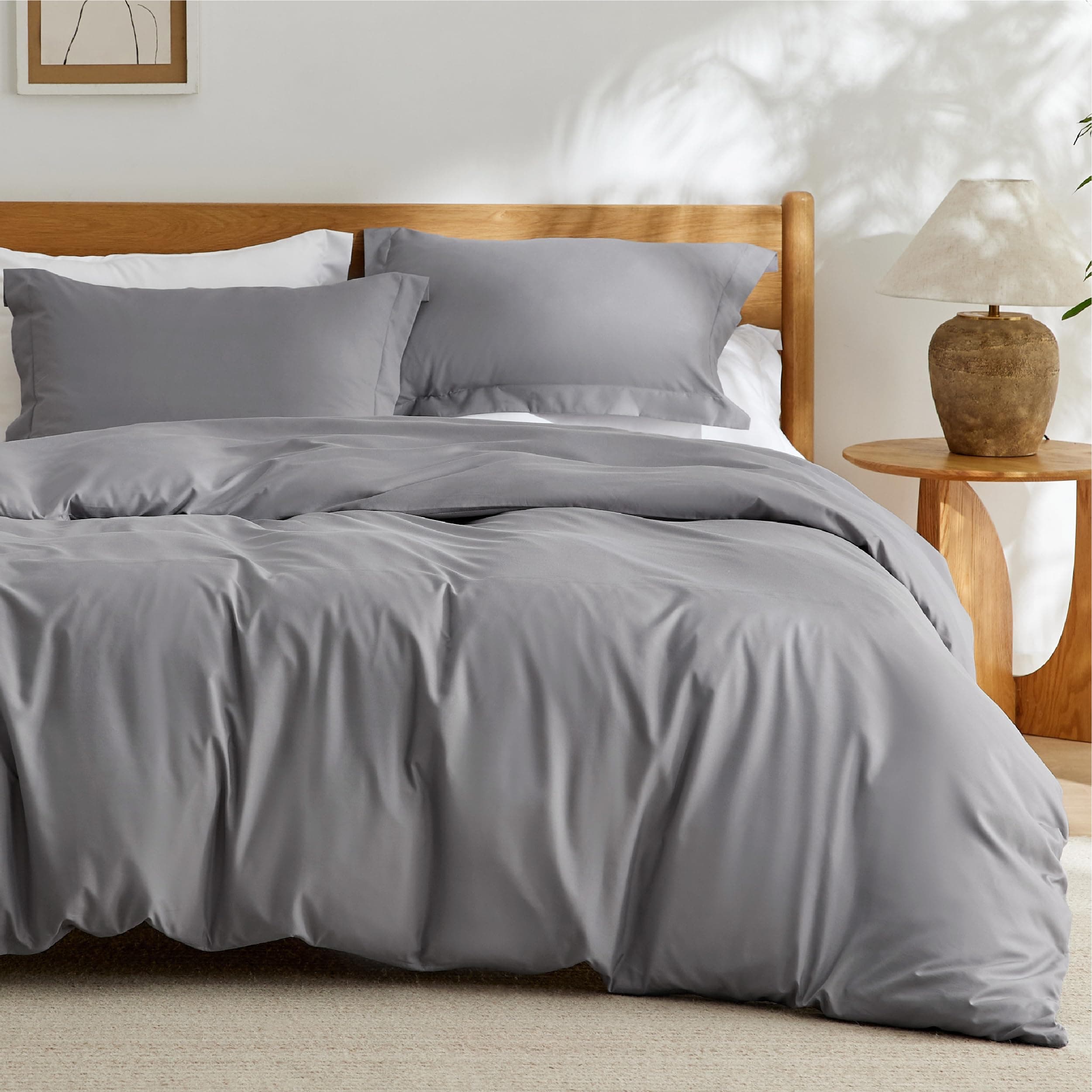 Bedsure Duvet Cover Full Size - Soft Double Brushed Bedding Set for Kids & Adults, Zipper Closure, 3 Pieces, Includes 1 Duvet Cover (80"x90") & 2 Pillow Shams, NO Comforter, Grey
