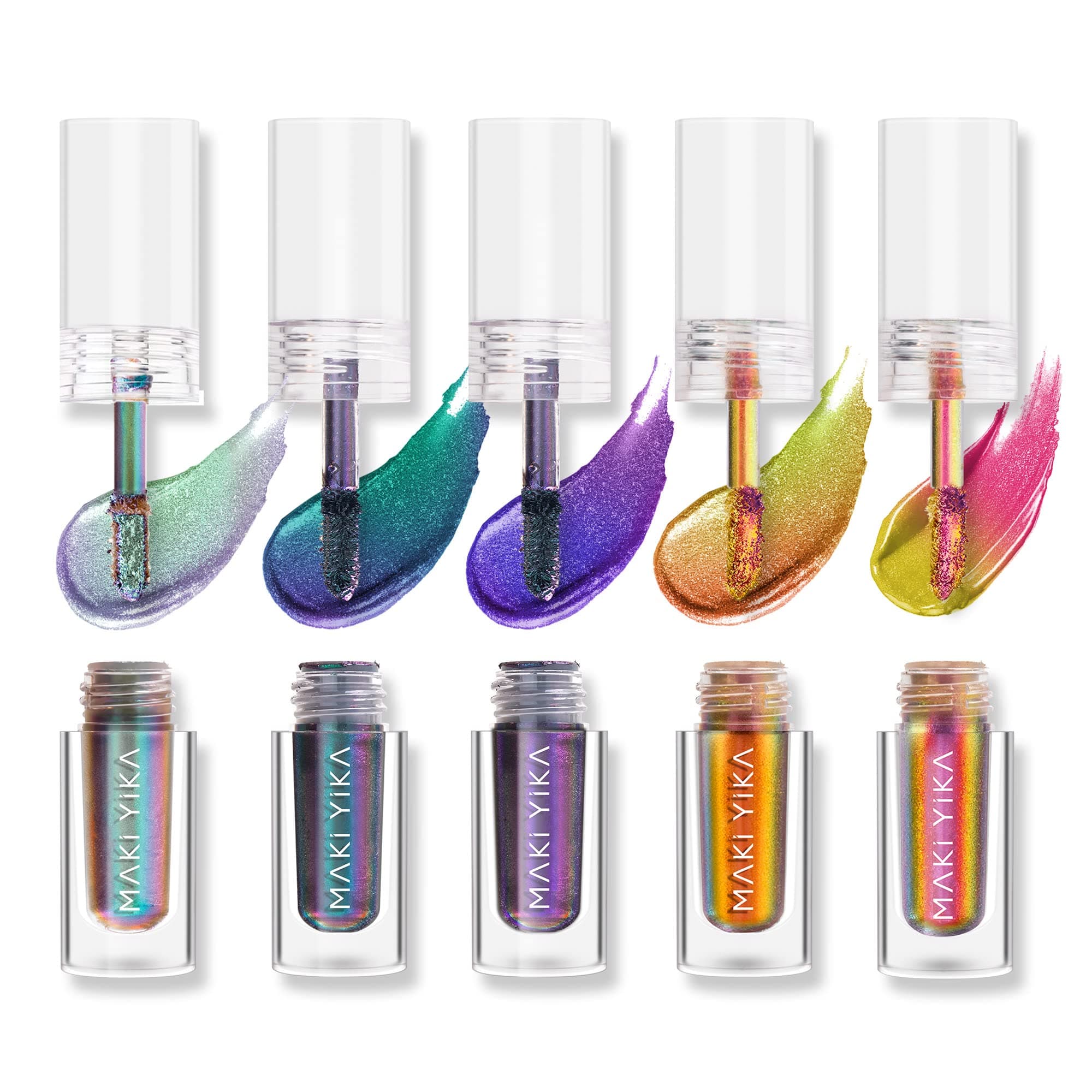 5Pc Glitter Eyeshadow Liquid Multichrome Eyeshadows Long Lasting, Metallic Chameleon Eye Shadow Smudgeproof Holographic Eye Topper Glitters (#1+3+5+6+7)